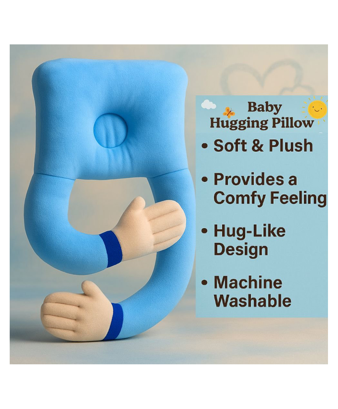 NeonateCare Baby Hugging Pillow for Head Shaping and cozy feeling - Sky Blue (color and design may vary)-picture-12