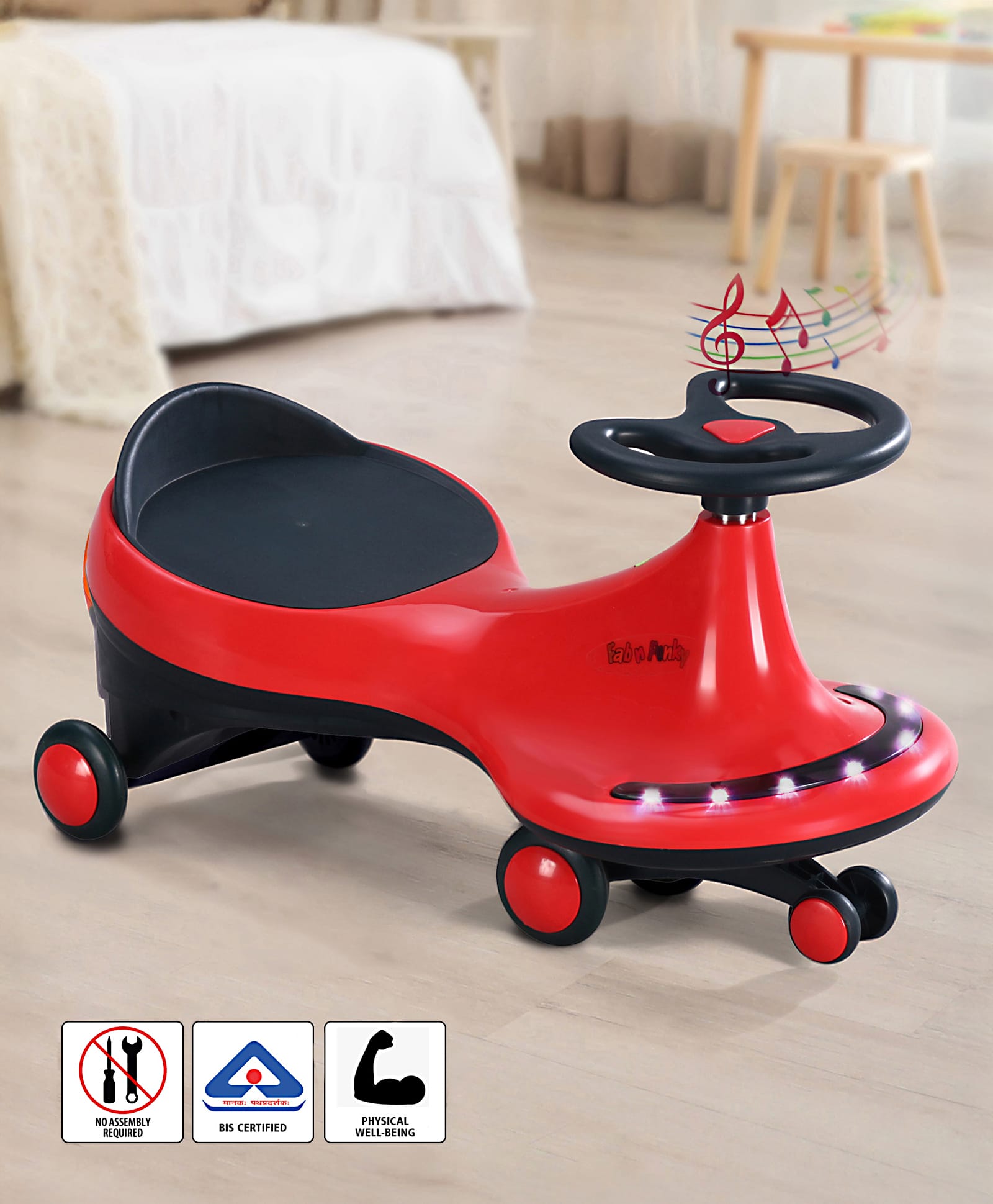 Streetzo Magic Swing Car with Lights Music & PU Wheels - Red-image-42