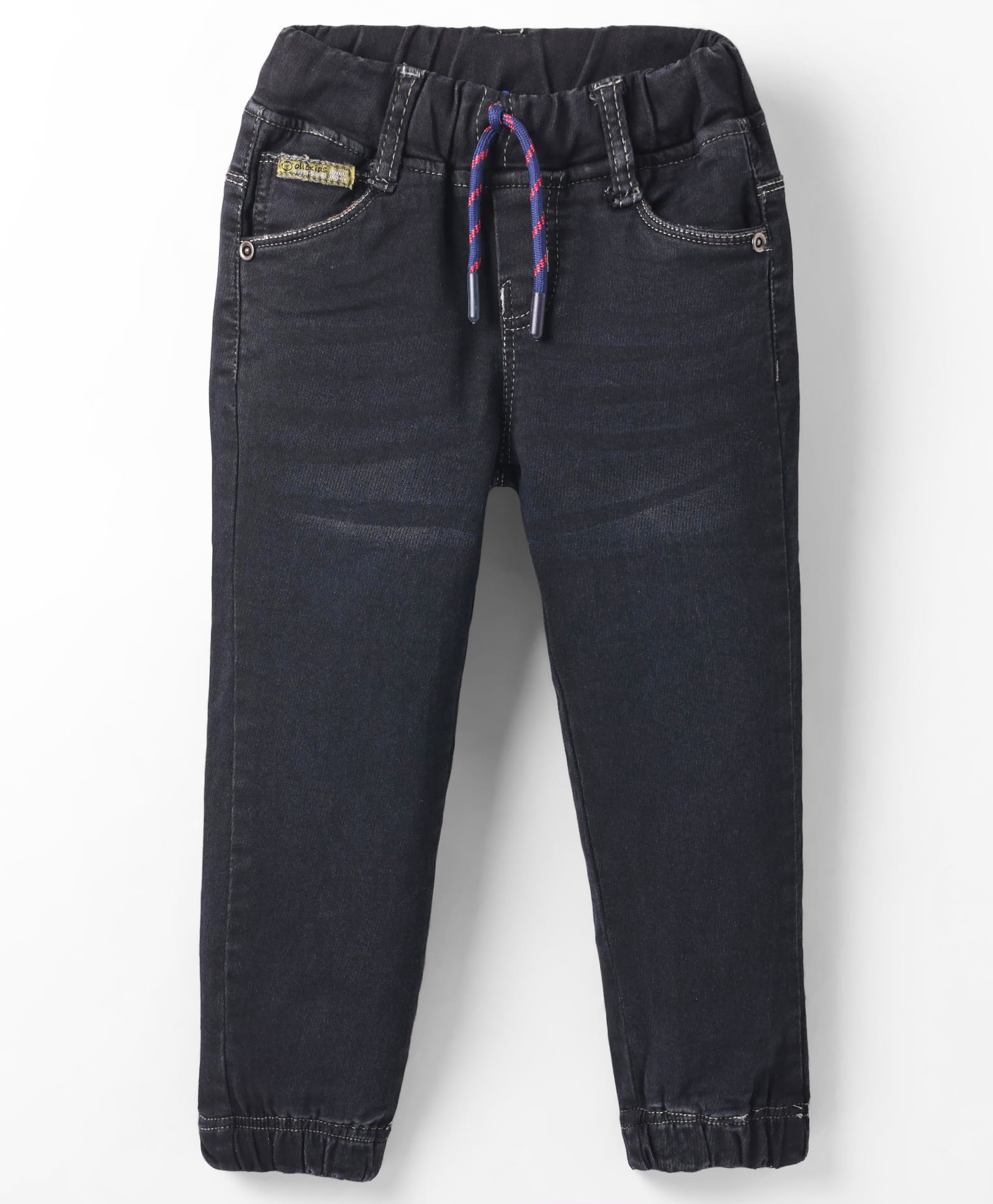 Olio Kids Woven Full Length Solid Denim Jeans - Black-picture-25