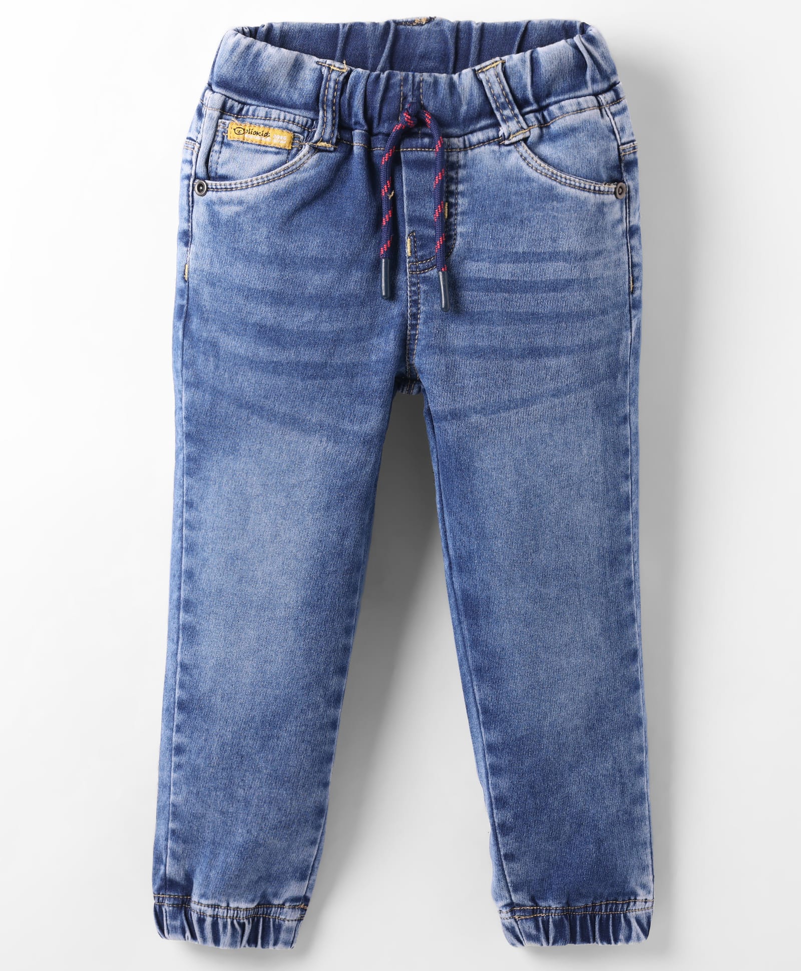 Olio Kids Woven Full Length Solid Denim Jeans - Light Blue-image-33