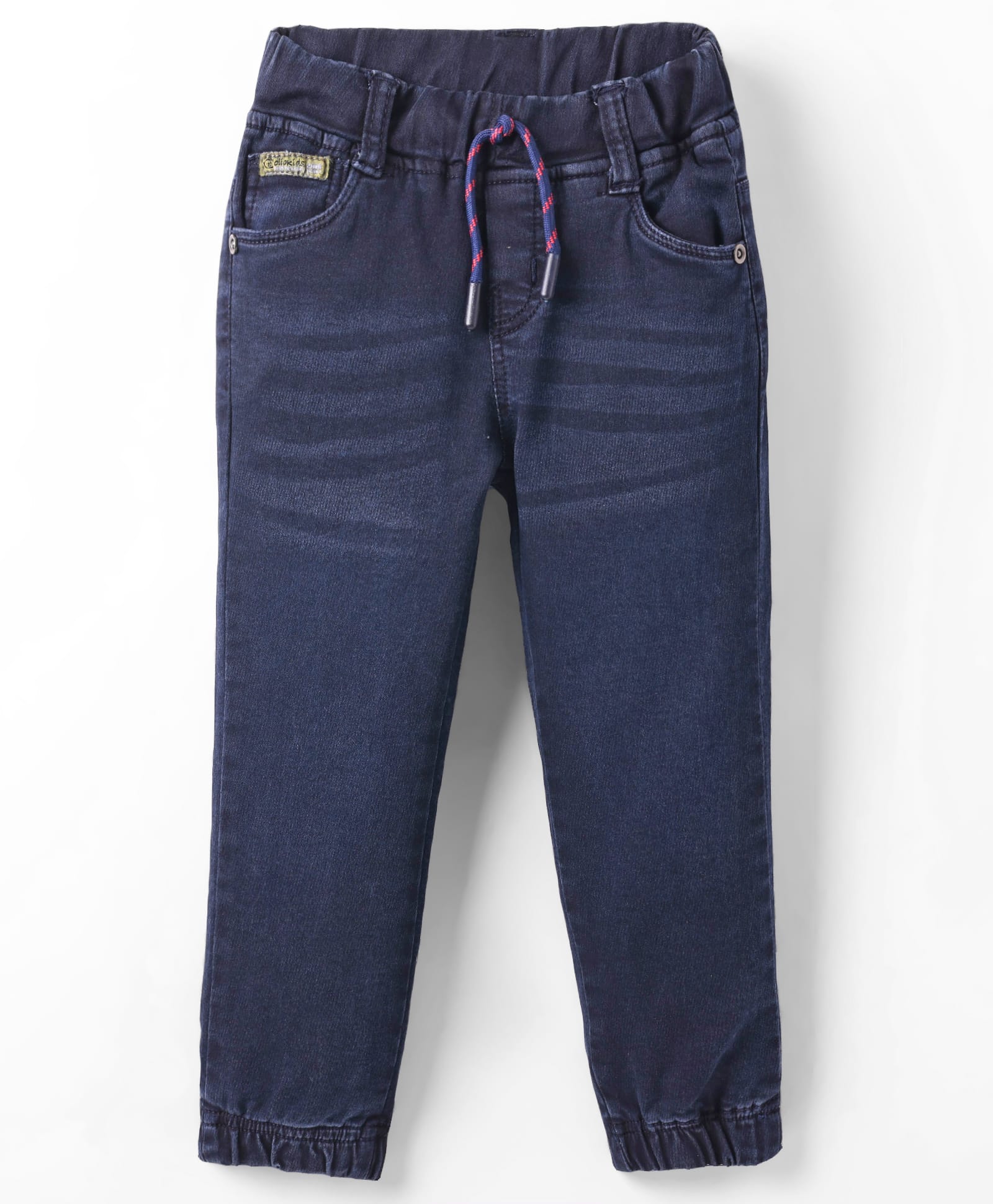 Olio Kids Woven Full Length Solid Denim Jeans - Navy Blue-image-34
