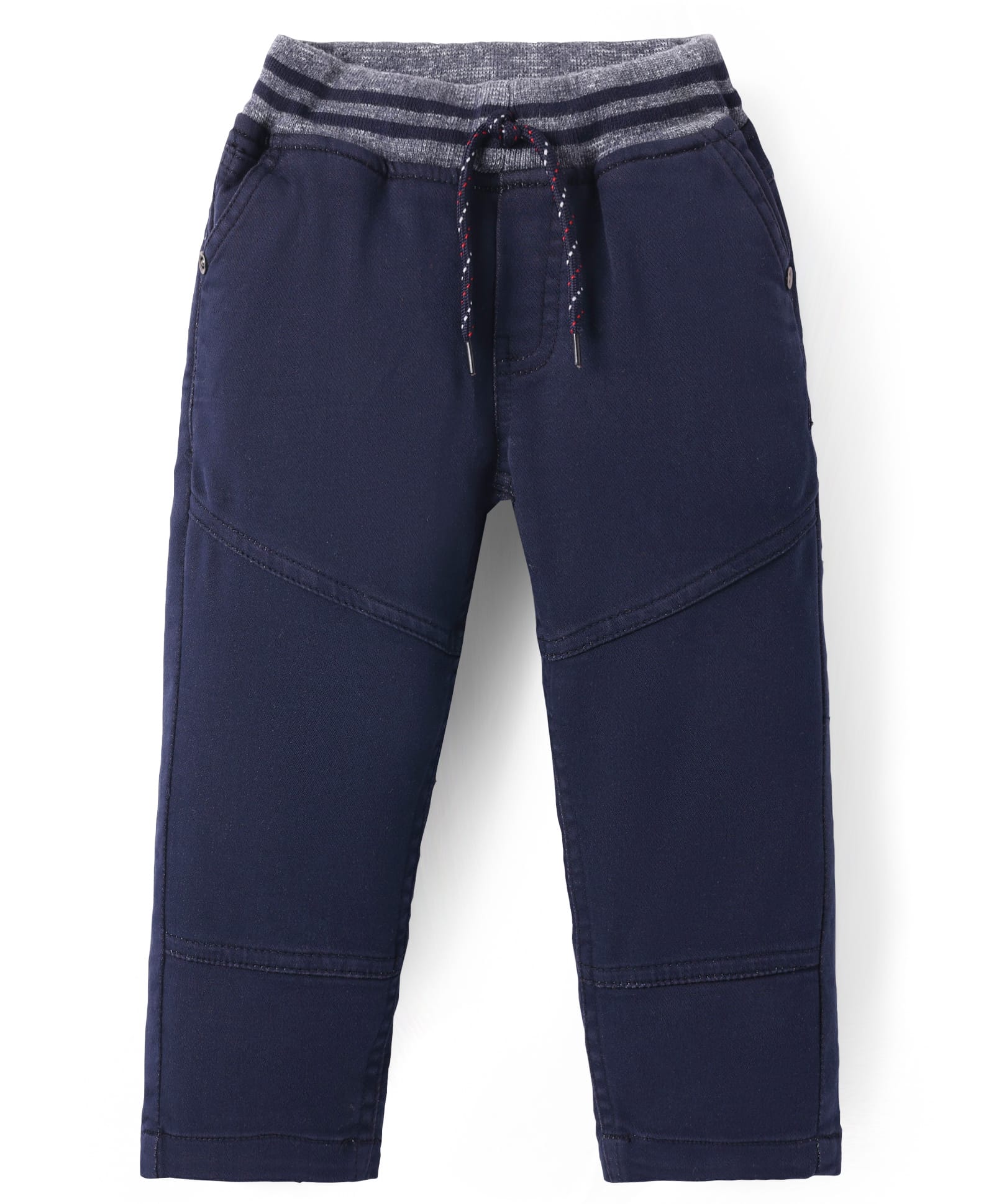 Olio Kids Cotton Knit Full Length Solid Color Trousers - Navy Blue-picture-26