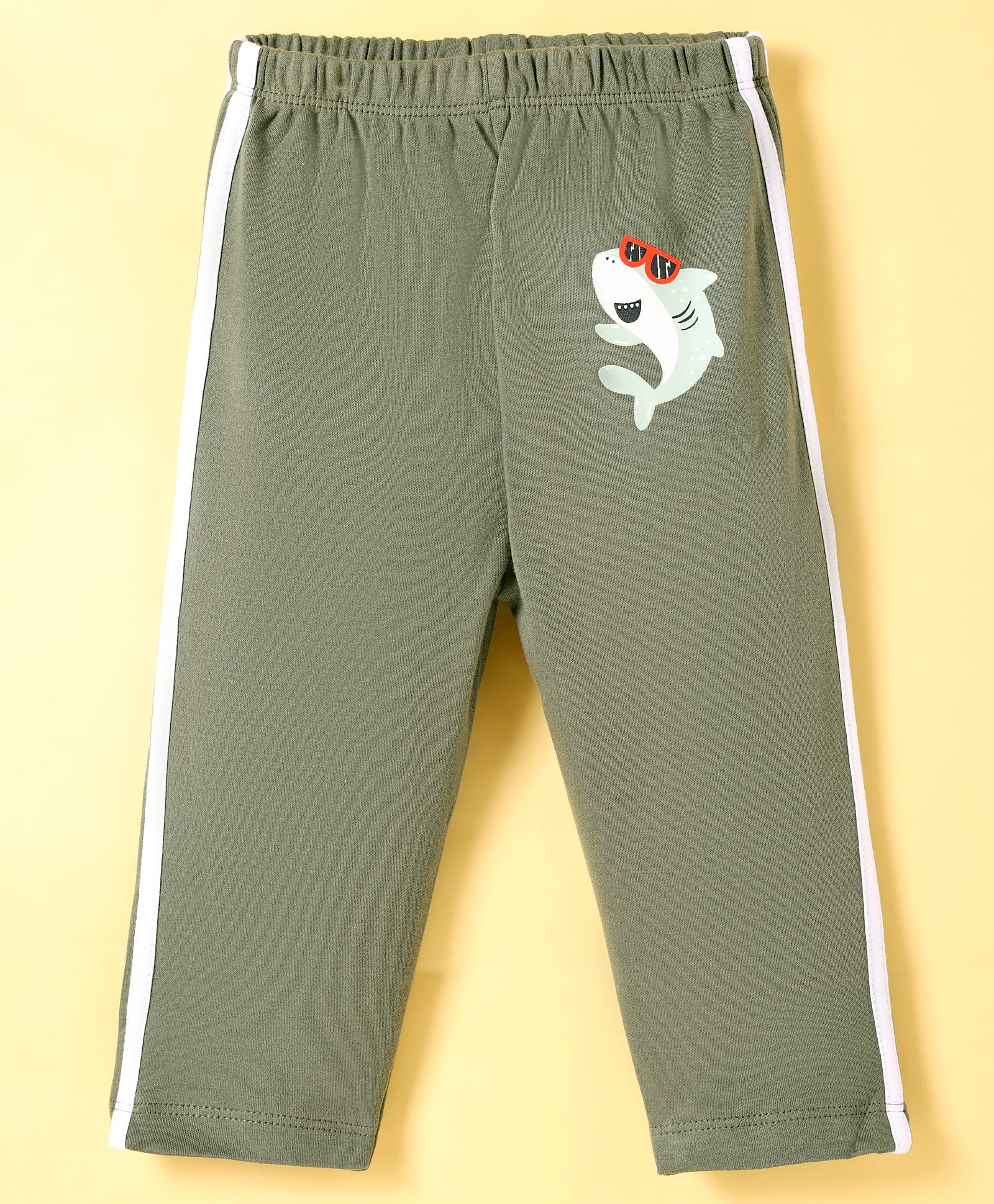 Tango Interlock Knit Full Length Track Pant with Dolphin Print - Olive Green-image-4