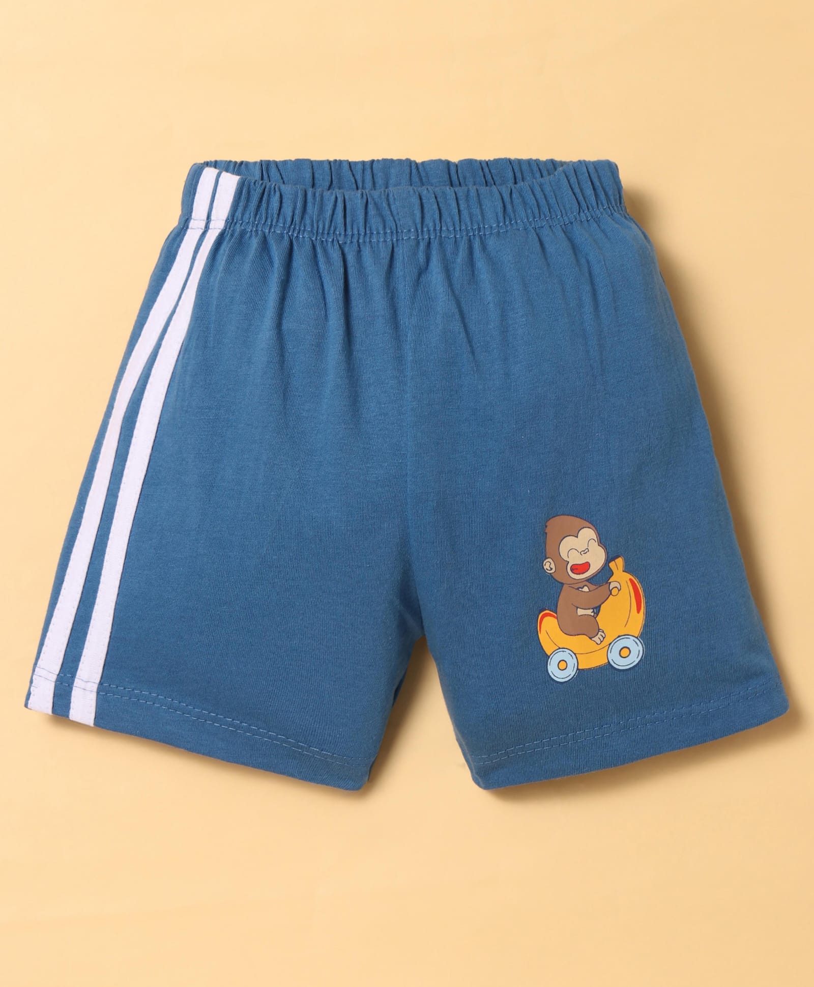 Tango Single Jersey Knit Knee Length Shorts With Monkey Print - Blue-picture-36