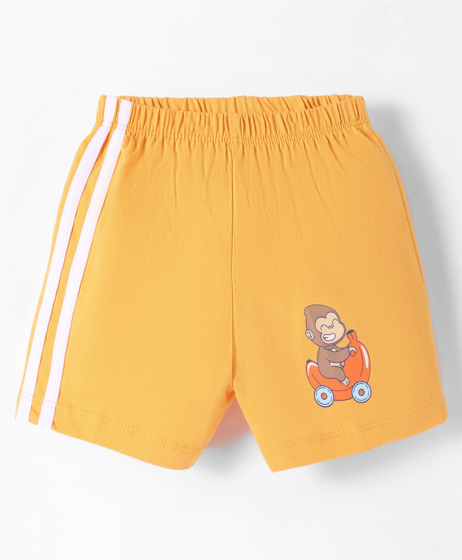Tango Single Jersey Knit Knee Length Shorts With Monkey Print - Yellow-picture-23