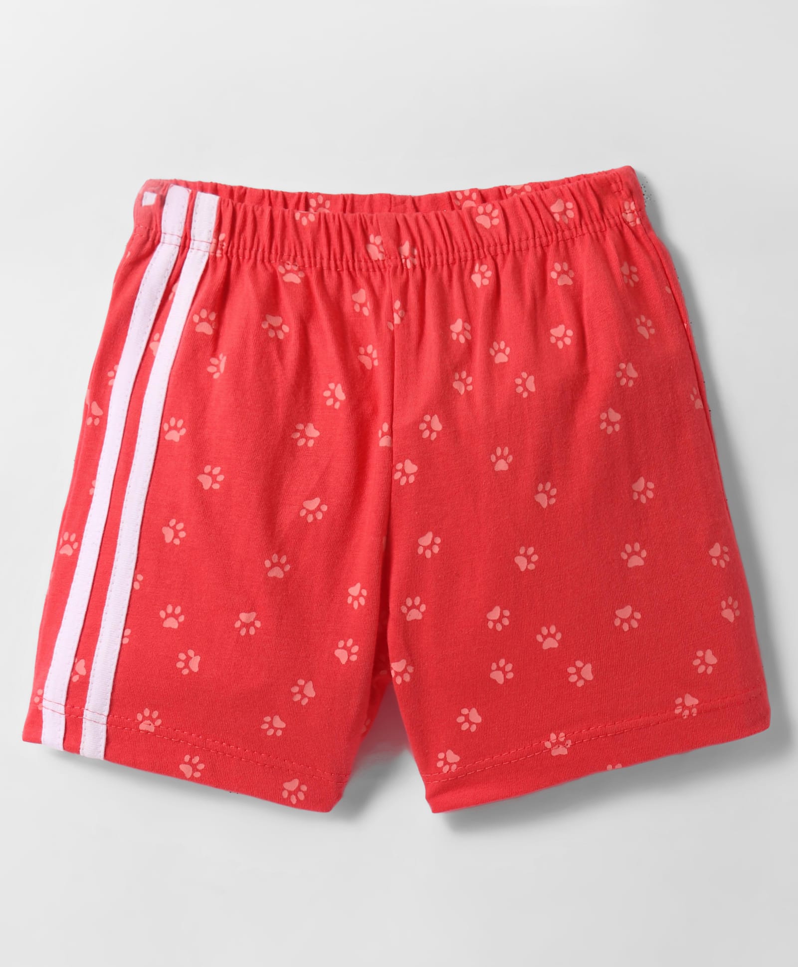 Tango Single Jersey Knit Knee Length Shorts With Paw Print - Red-picture-25