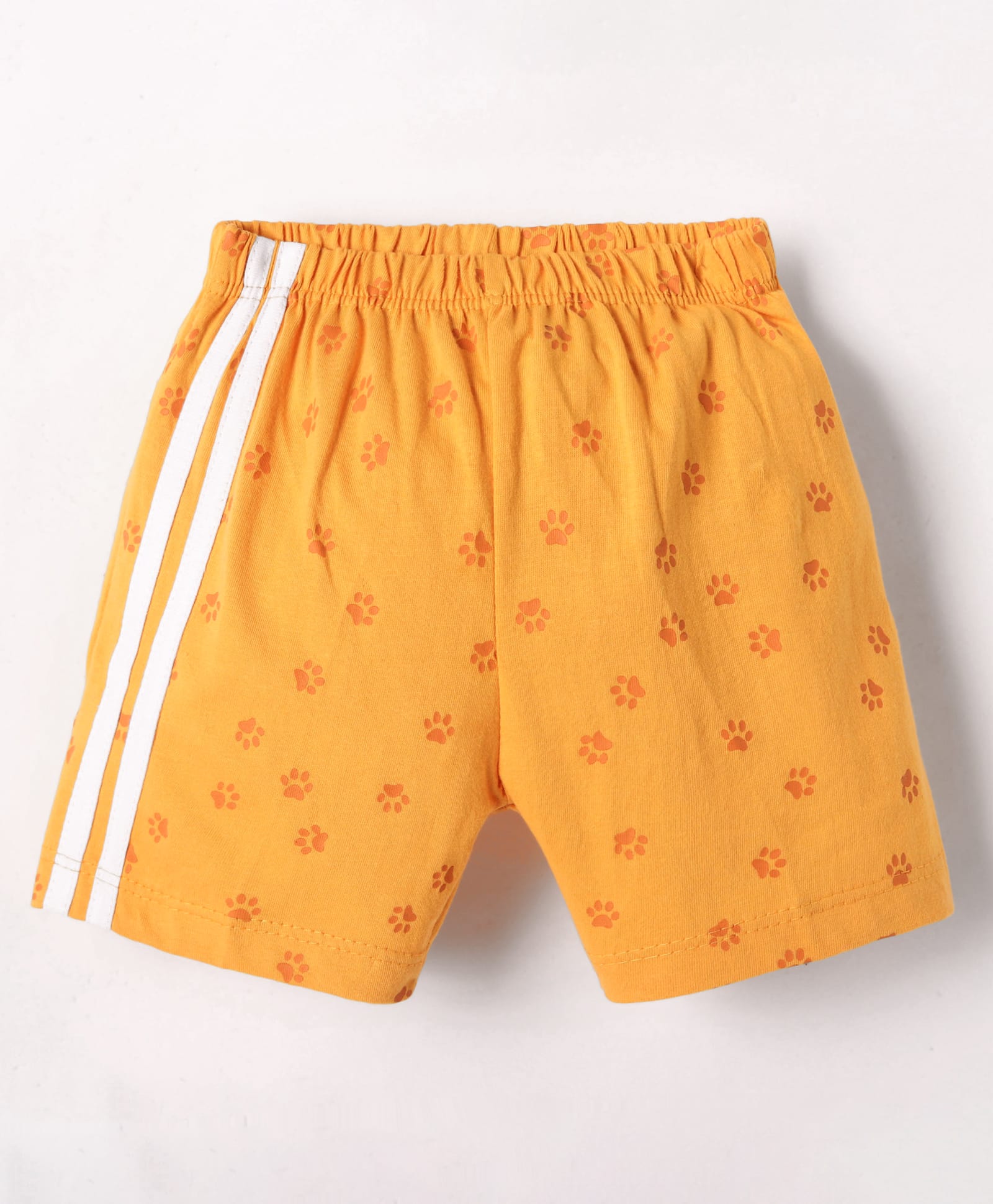 Tango Single Jersey Knit Knee Length Shorts With Tape Detailing & Paw Print - Yellow-picture-34