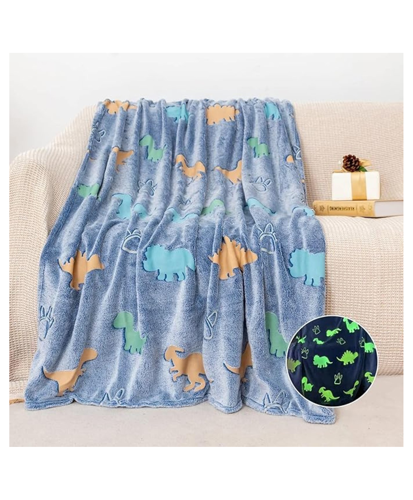 Tony Stark Big Size Glow in The Dark Blanket for Kids | L 200 xB 152 cm| Soft Flannel Fleece Throw, Cozy & Warm All-Season Radium Blanket, for Boys & Girls(Jurassic Adventure)-picture-11