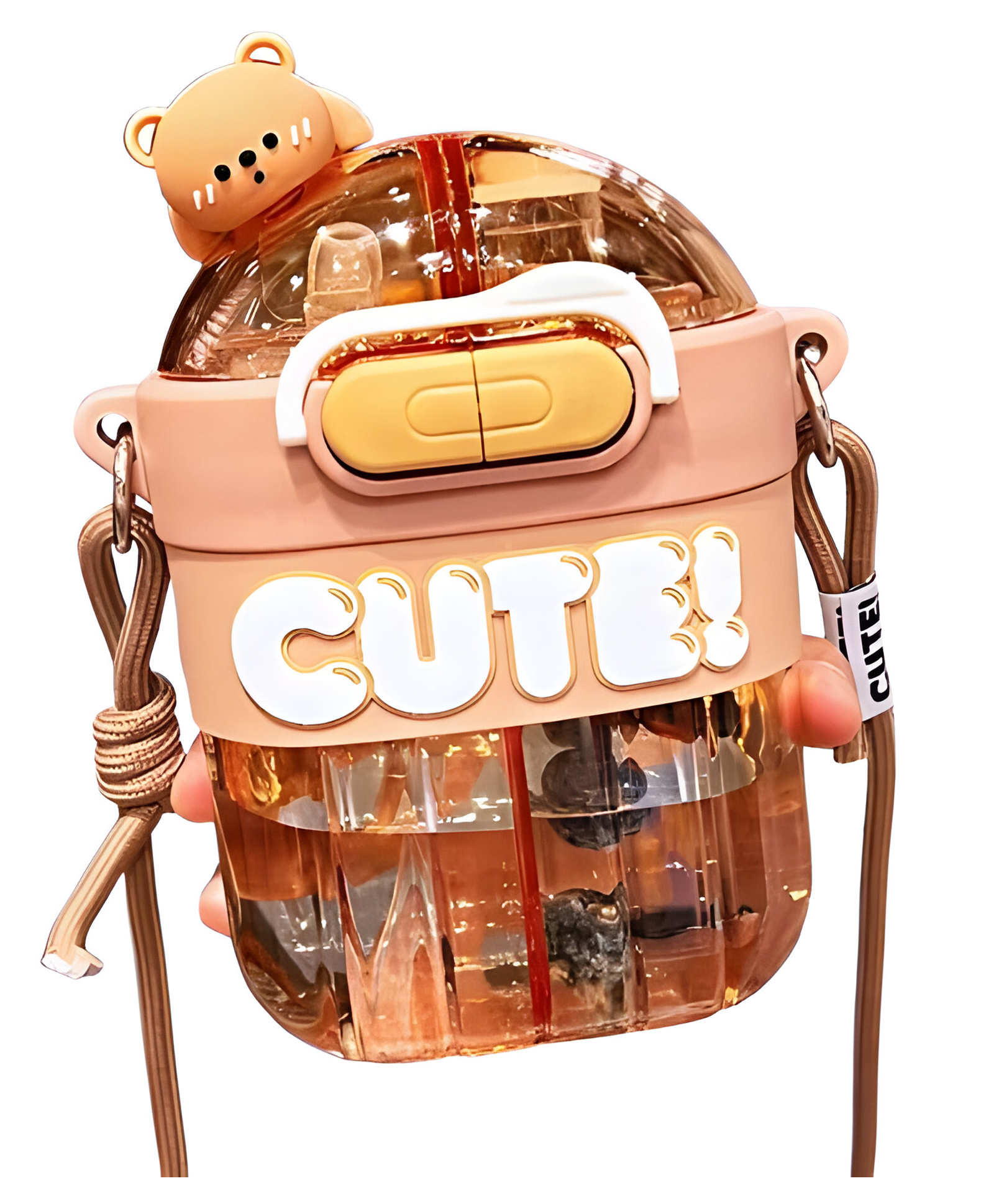 Schoolish Cute 3 D Doll Cartoon Sub-Warehouse Double Drinking Cup Water Bottle for Kids Mother Student Outdoor Summer Children's Straw Cup- Pack of 1- Color May Vary - 700 ml-picture-11