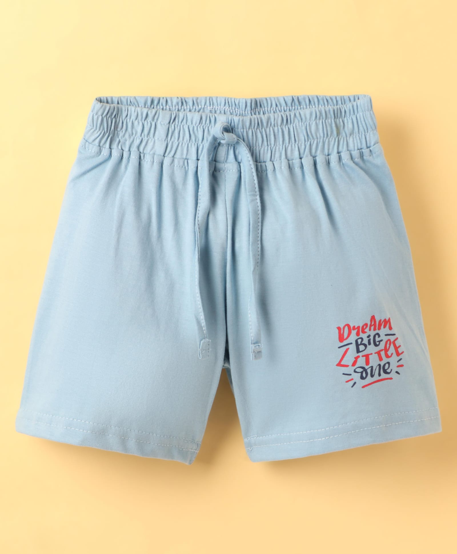 Olio Kids Cotton Knit Above Knee Length Shorts with Text Print - Light Blue-picture-5