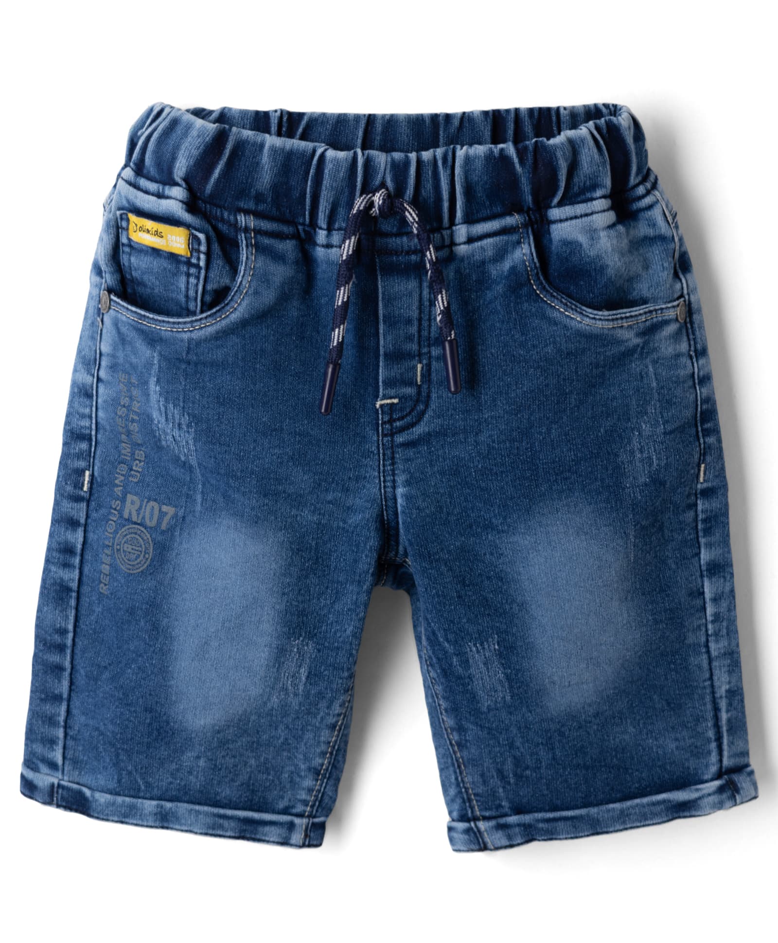 Olio Kids Knit Above Knee Length Denim Shorts - Light Blue-picture-14