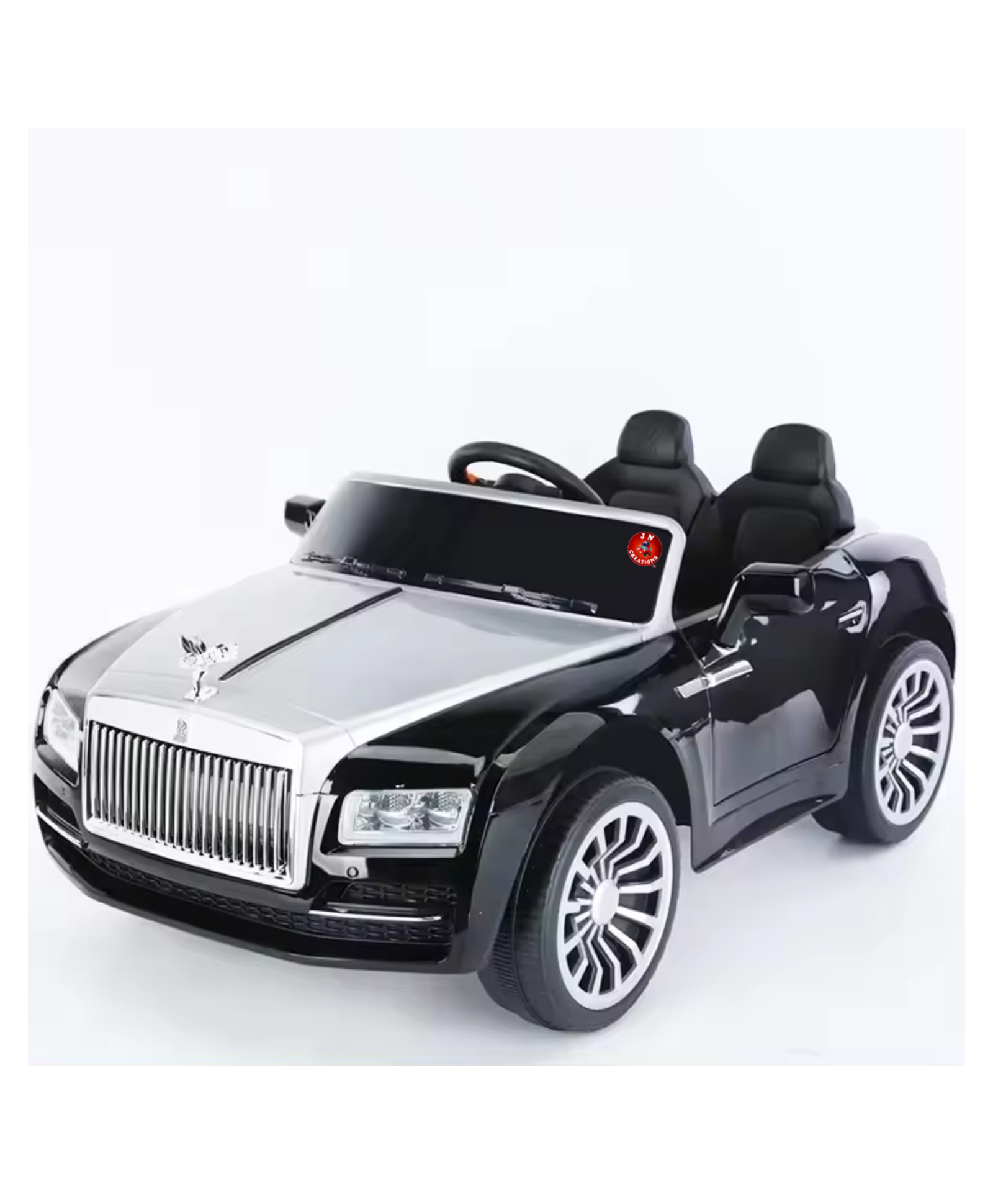 JN Creations 12V Battery Operated Rolls Royce BLF-5688 Ride On Car for Kids with Remote Control (Black Painted)-image-46
