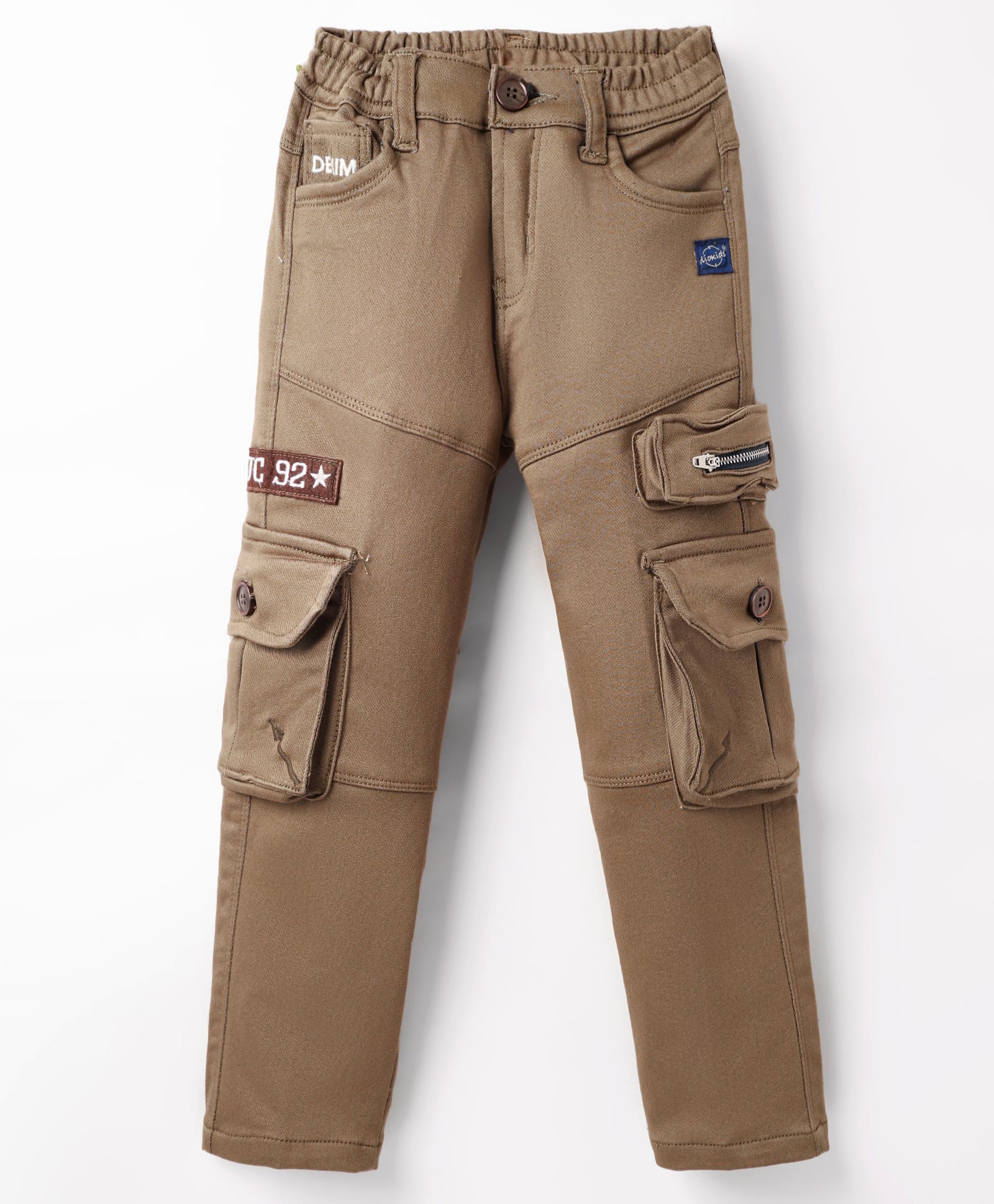Olio Kids Cotton Woven Full Length Trouser With Cargo Pockets - Brown-picture-27