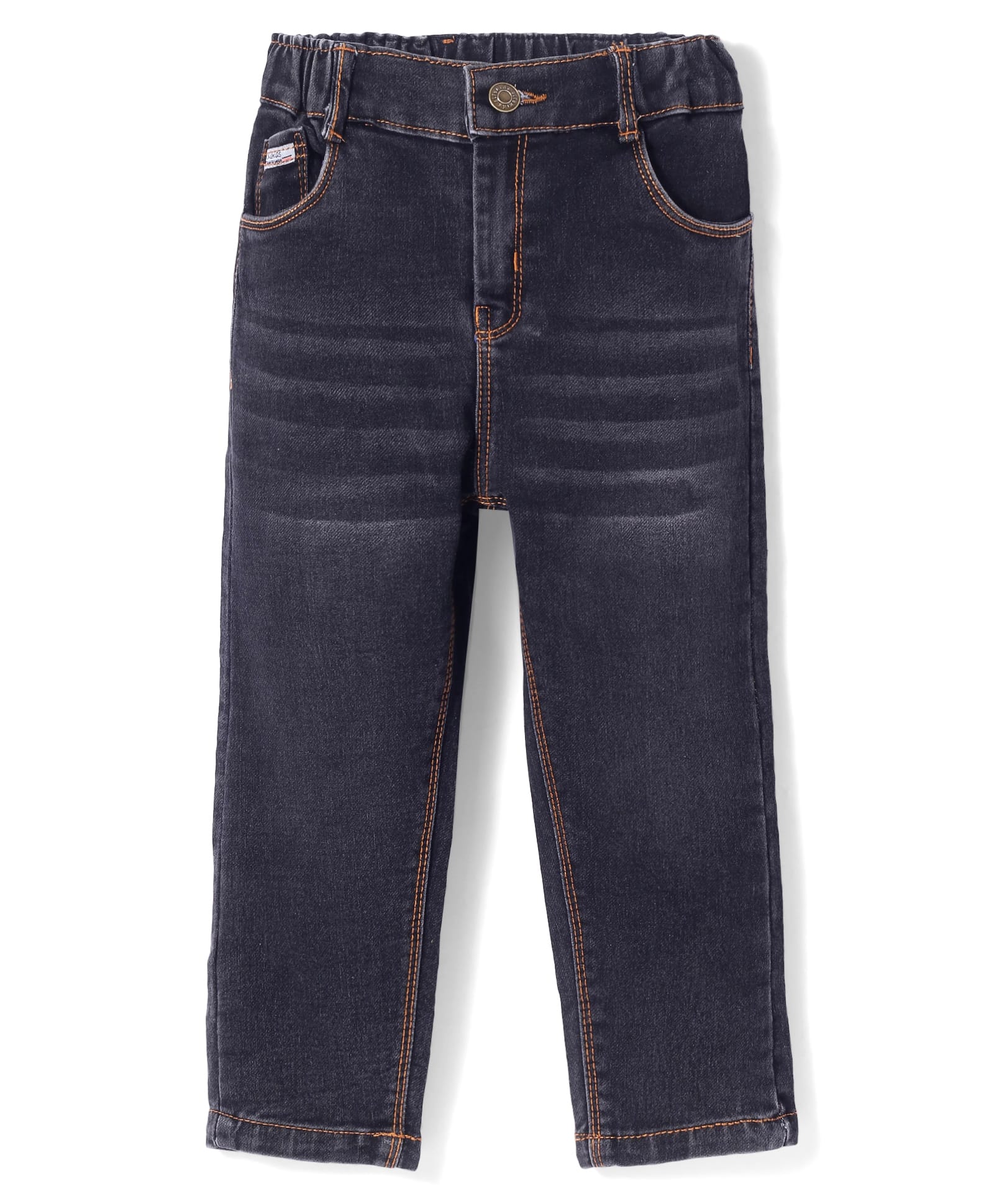 Olio Kids Denim Woven Full Length Solid Color Jeans - Black-picture-12