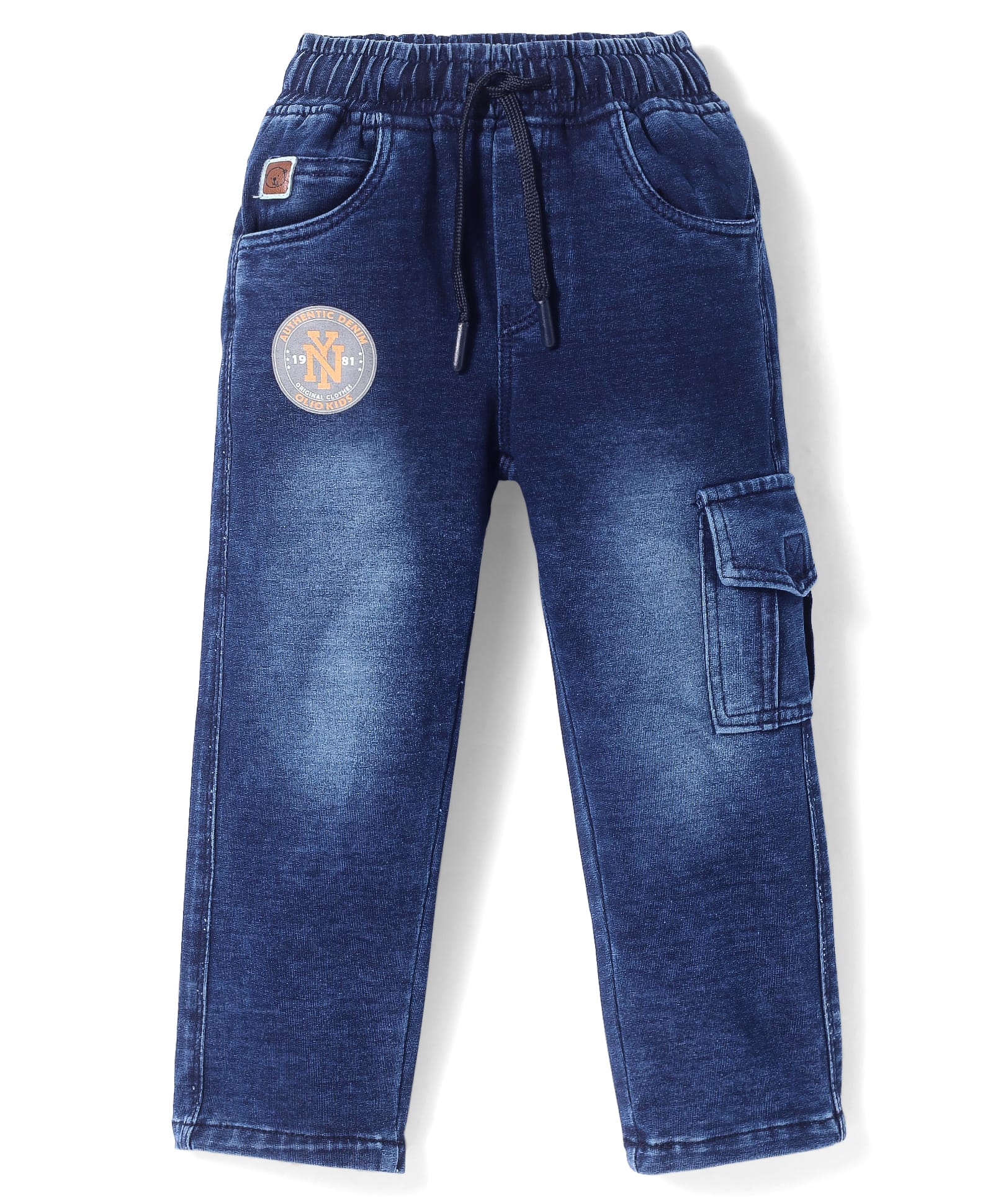Olio Kids Denim Woven Knit Full Length Solid Color Jeans - Navy Blue-picture-22