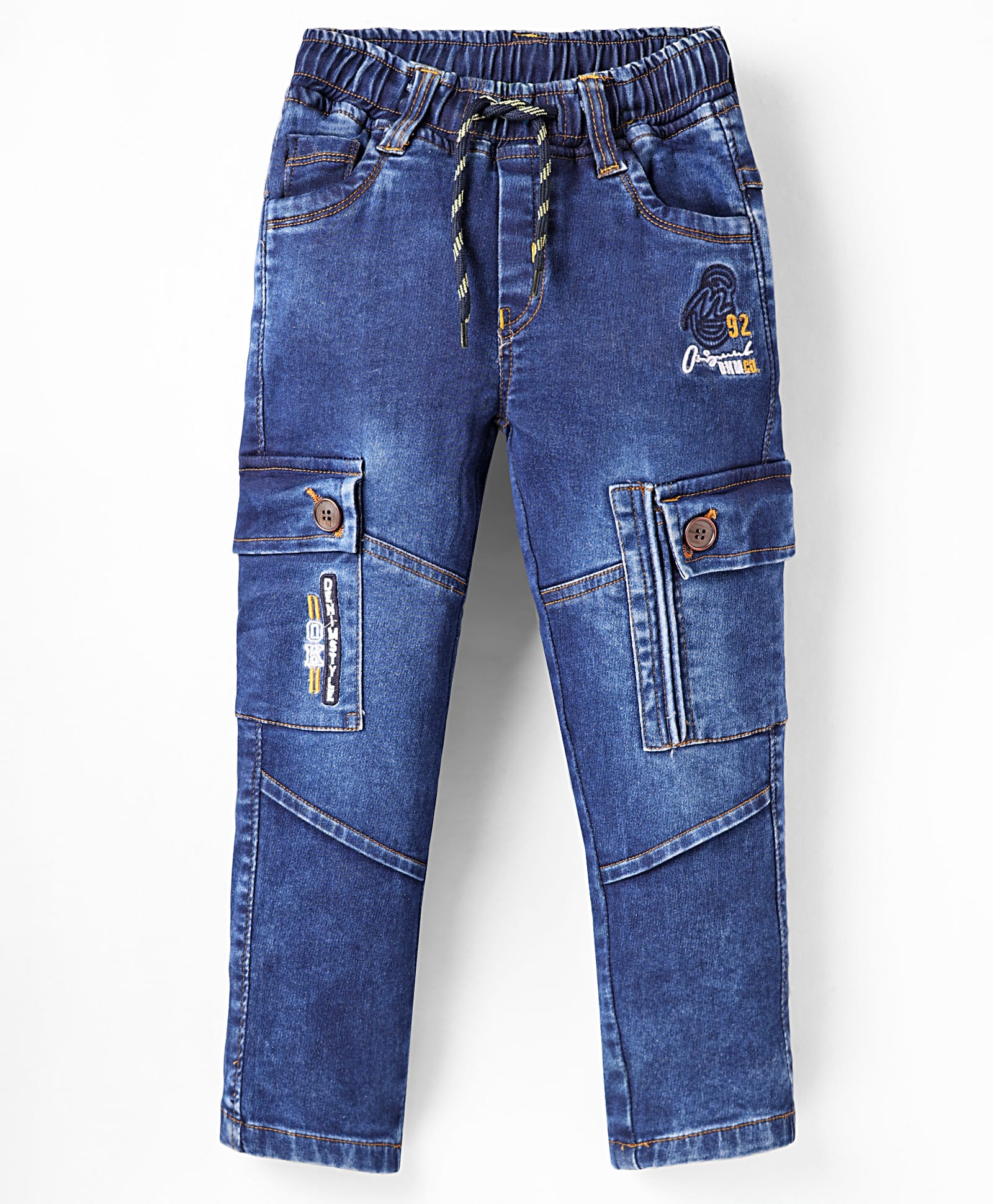 Olio Kids Denim Woven Full Length Solid Color Jeans - Royal Blue-picture-13