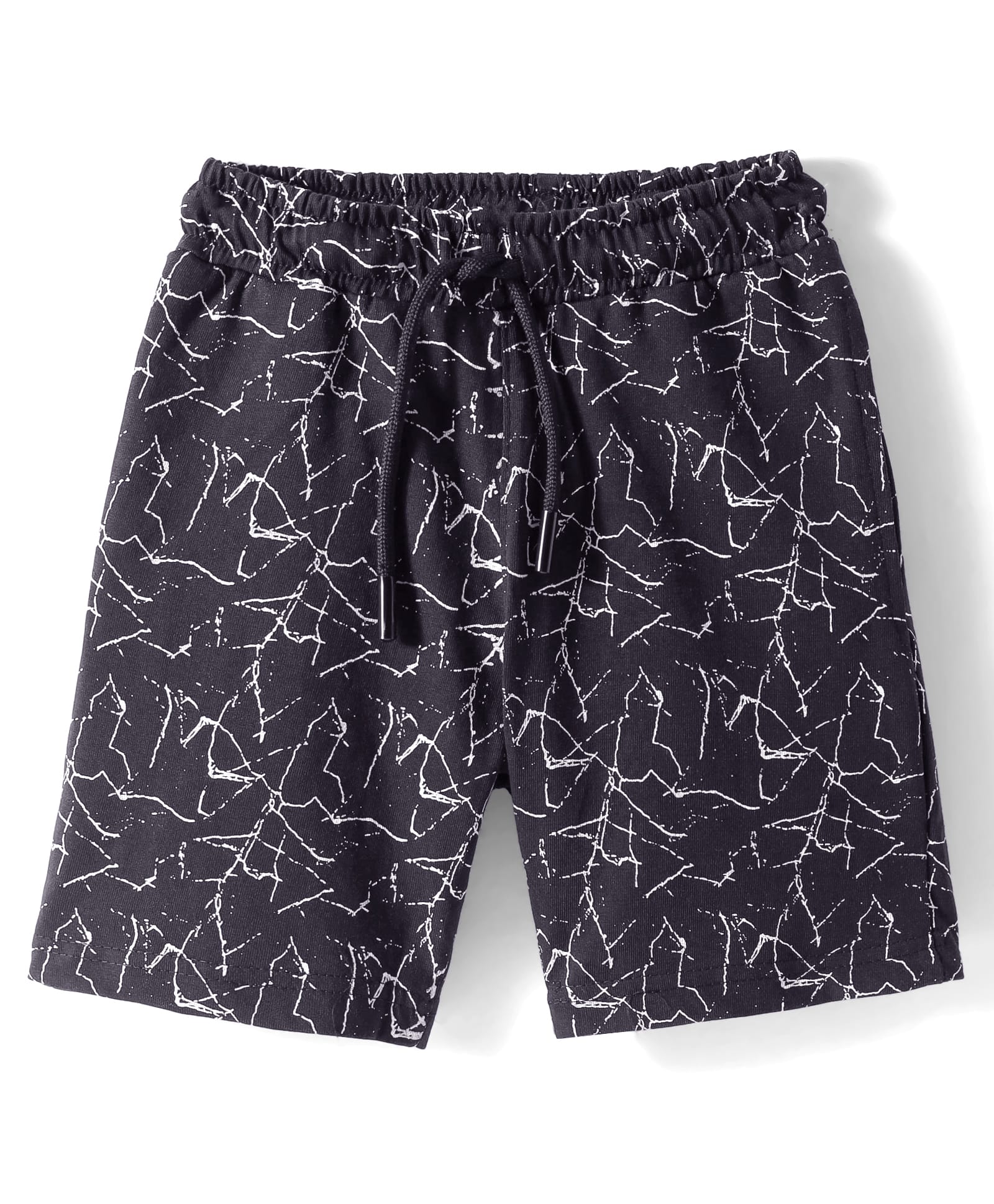 Evimo Single Jersey Knit Above Knee Length Shorts With Abstract Print - Charcoal Grey-picture-6