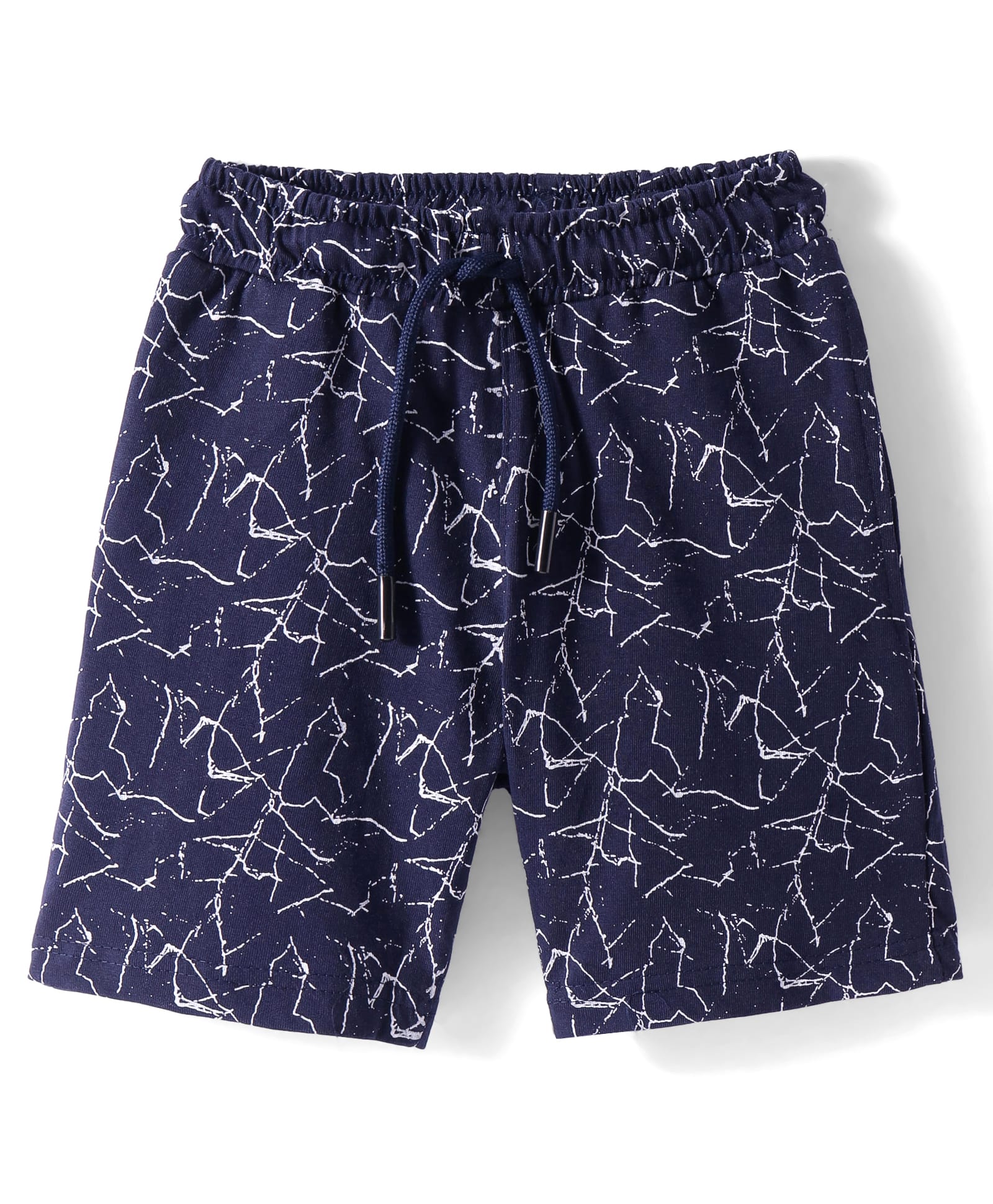 Evimo Single Jersey Knit Above Knee Length Shorts With Abstract Print - Navy Blue-picture-25