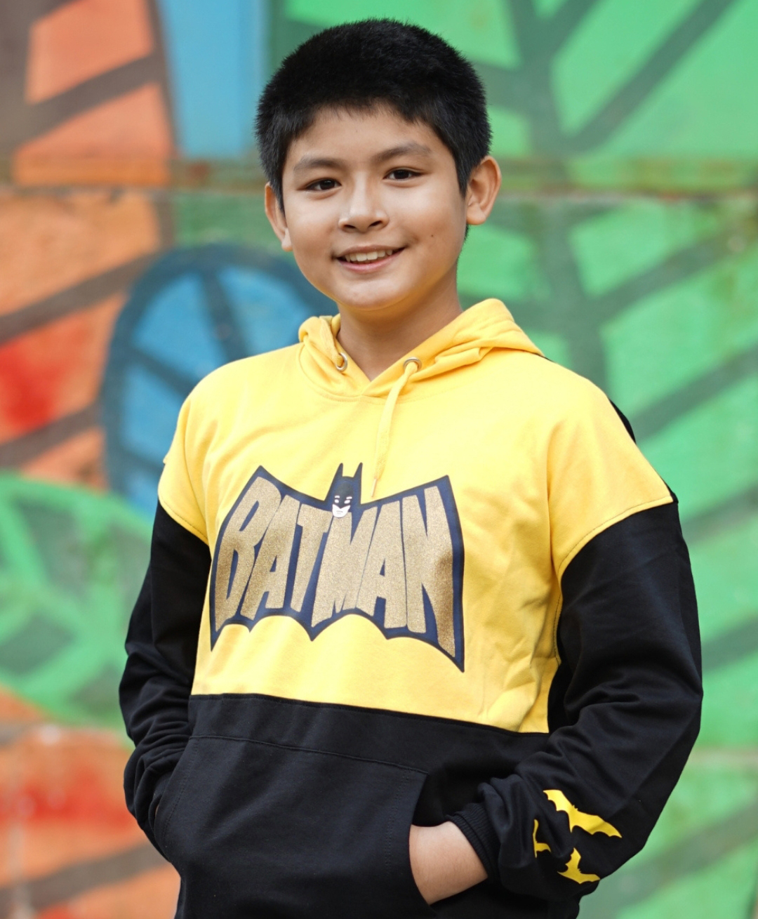 Nap Chief Pure Cotton DC Comics Featuring Full Sleeves Batman Text Printed Hoodie - Yellow-picture-18