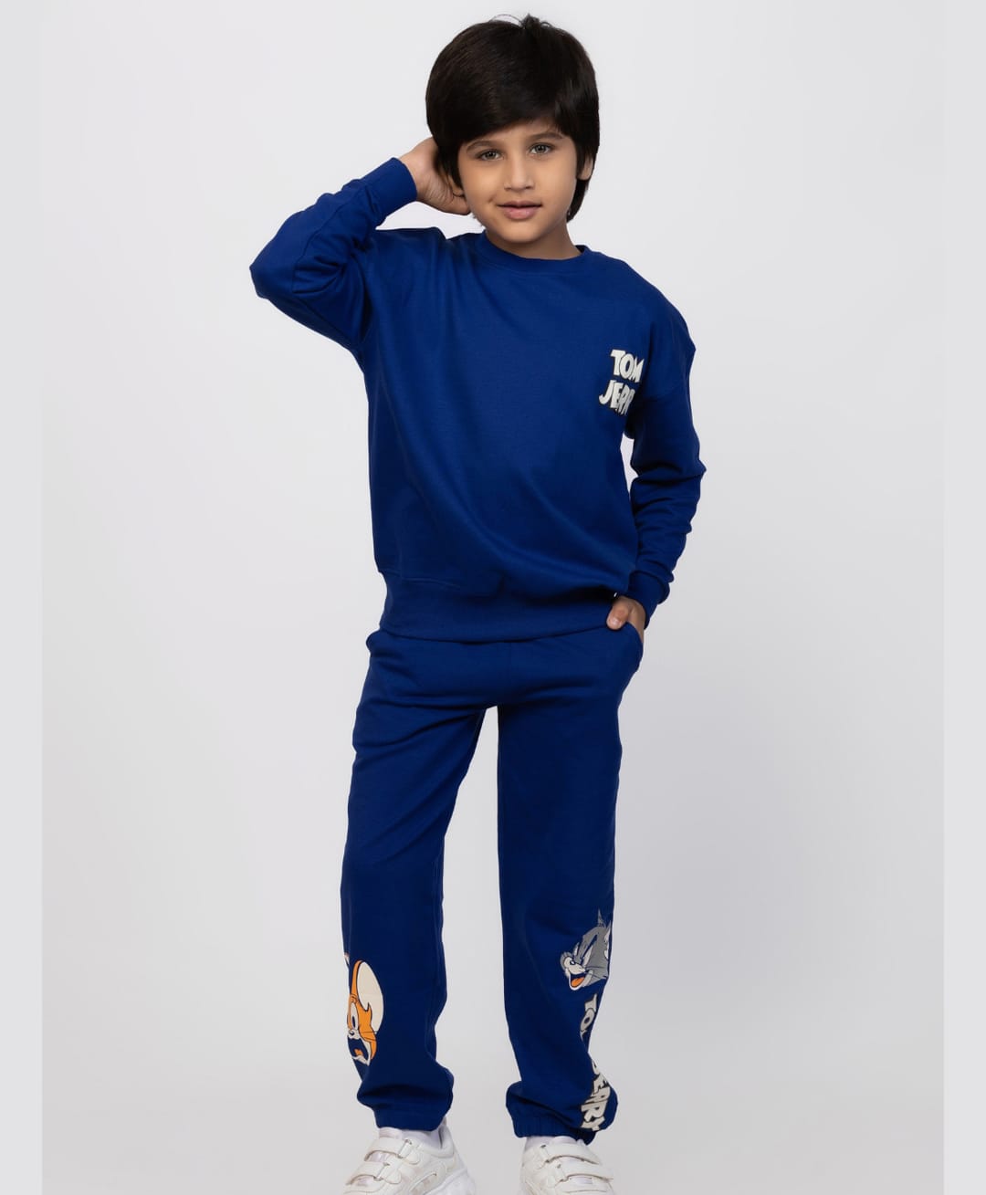 Nap Chief Pure Cotton Warner Bros Featuring Full Sleeves Tom & Jerry Printed Sweatshirt & Joggers Set - Blue-picture-11