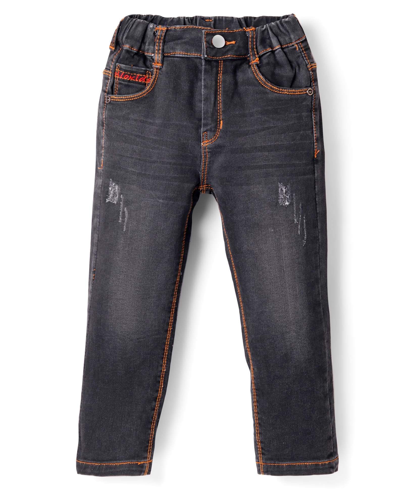 Olio Kids Full Length Distressed Denim Jeans - Black-image-22