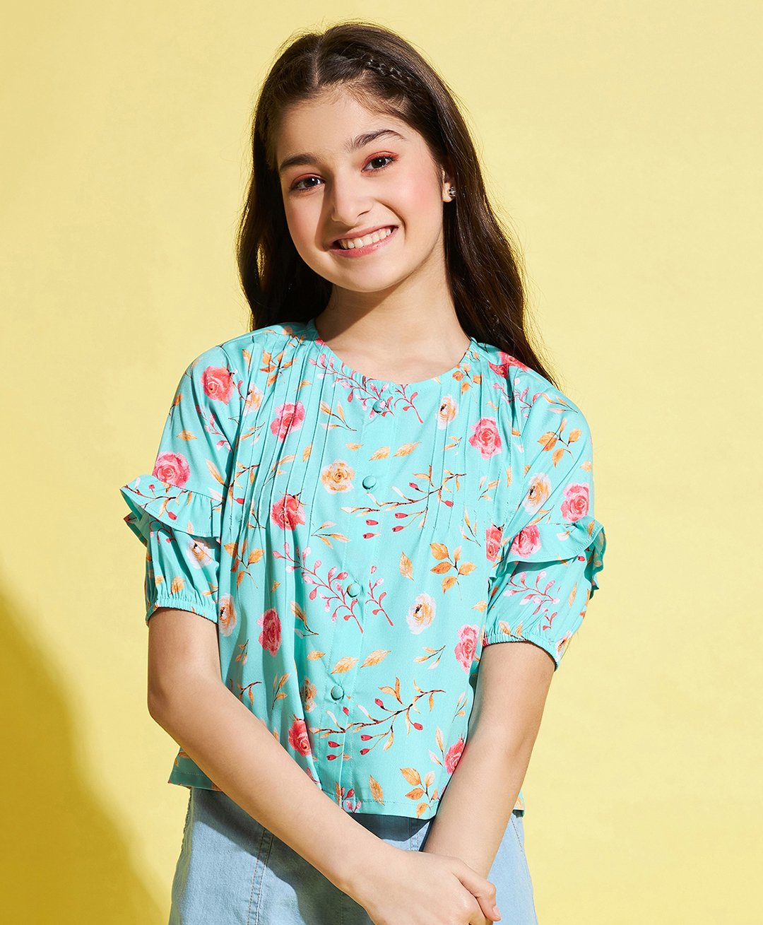 stylobug Stylo Bug Half Sleeves Floral Printed Top - Blue-picture-13
