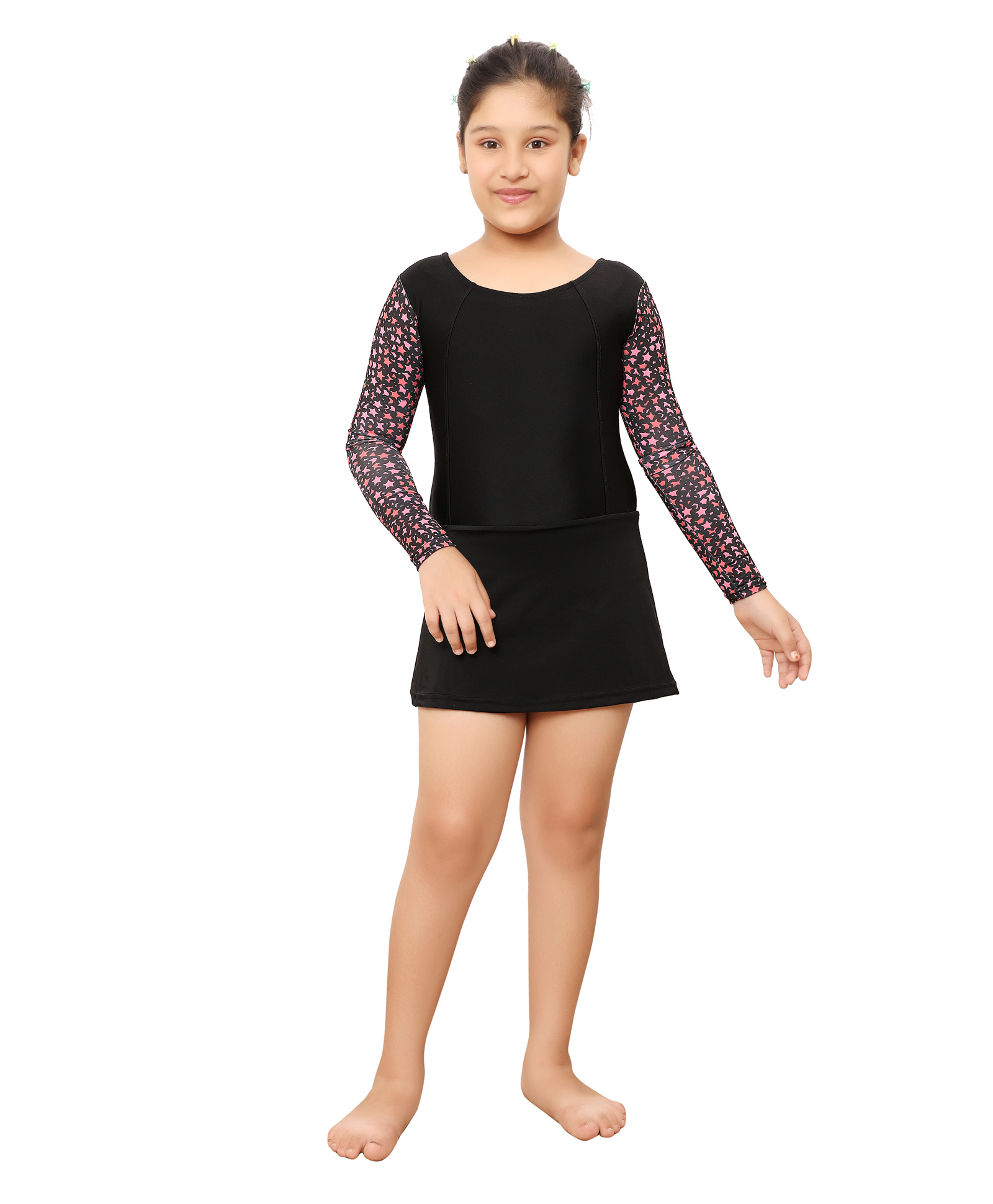 bosky swimwear Bosky Full Sleeves Frock Swimsuit with Star Print - Black-picture-40
