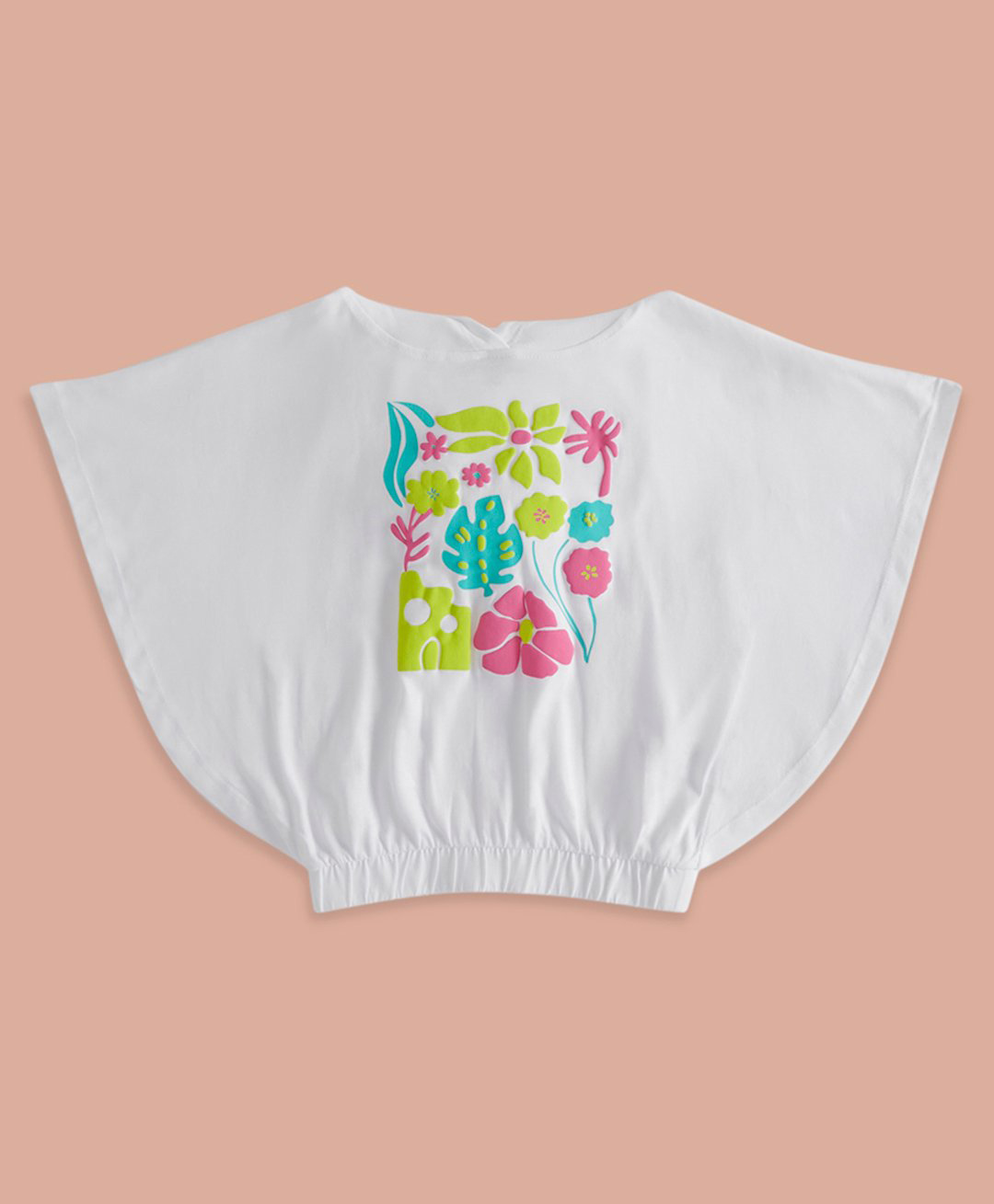Pantaloons Junior Cotton Half Batwing Sleeves Floral Printed Hooded Top - White-image-27