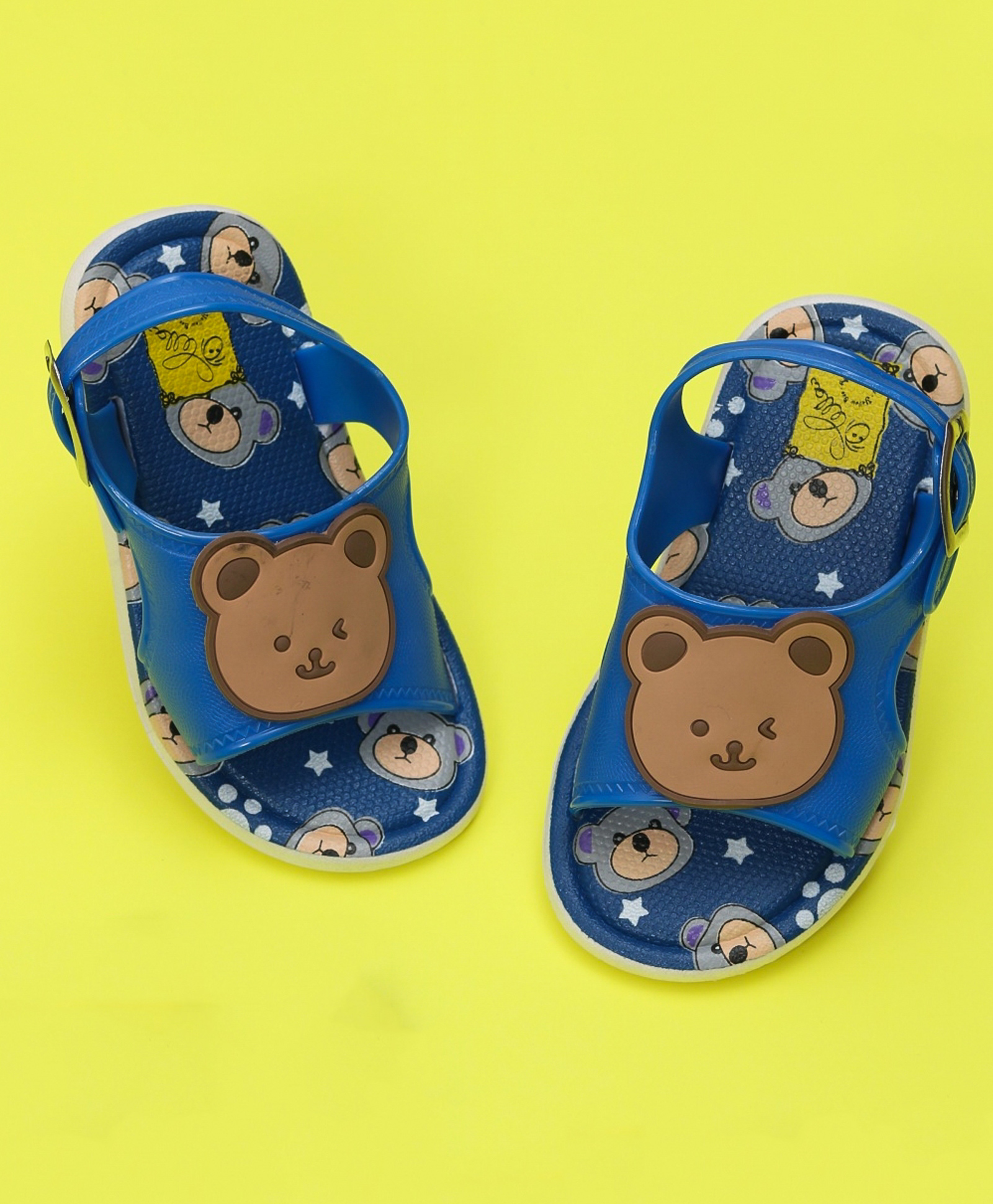 Yellow Bee Eva Bear Applique Adventure Sandals- Blue-image-27