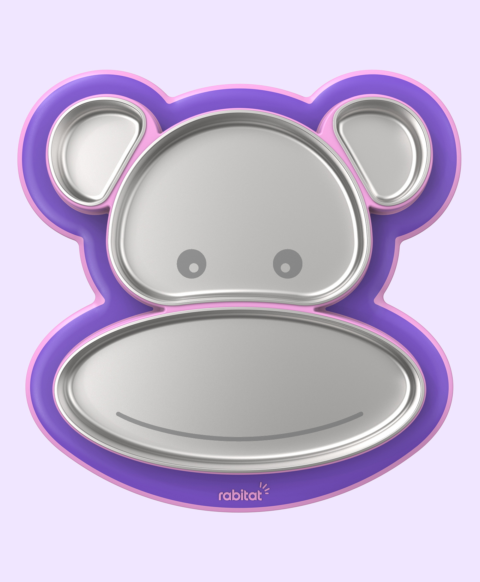Rabitat Pogo Playte Anti Skid Stainless Steel Divided Plate - Purple-picture-14