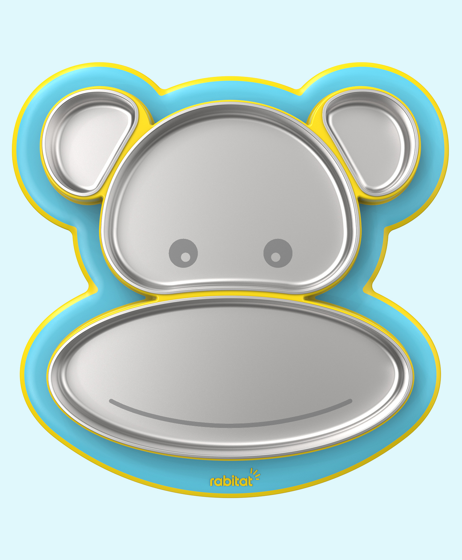 Rabitat Pogo Playte Anti Skid Stainless Steel Divided Plate - Green-picture-12