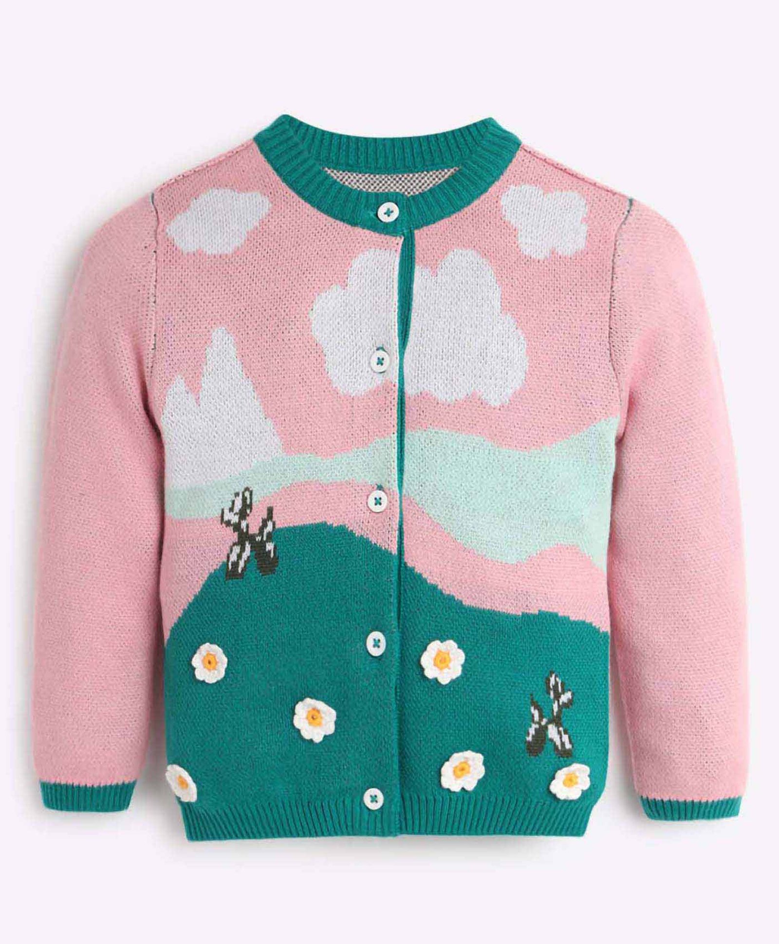 Somersault Cotton Full Sleeves Floral Embroidered & Animal Designed Cardigan - Pink-picture-29