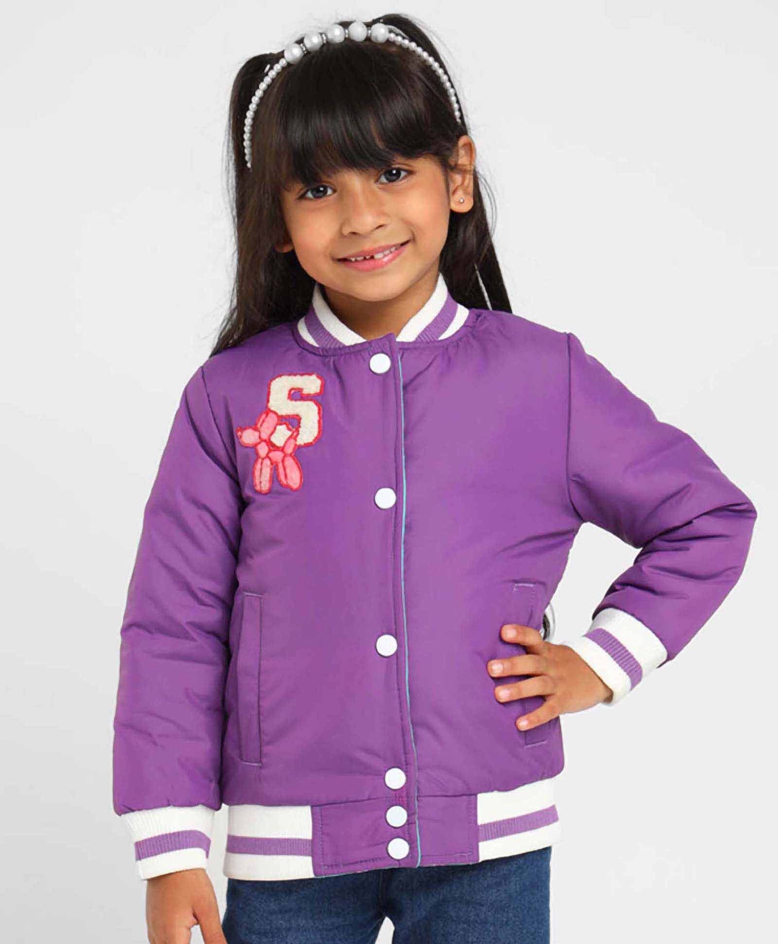 Somersault Full Sleeves Alphabet & Ballon Dog Patch Detailed Reversible Jacket - Multi Colour-picture-26