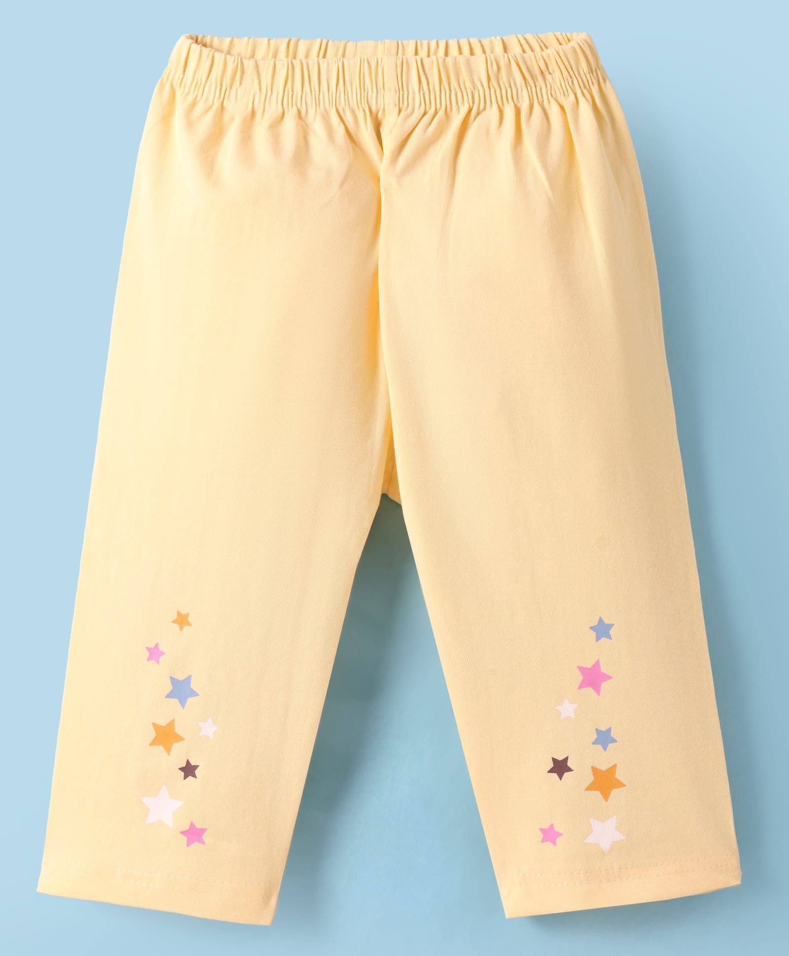 Tango Single Jersey Knit Full Length Lounge Pants with Star Print - Light Yellow-image-26