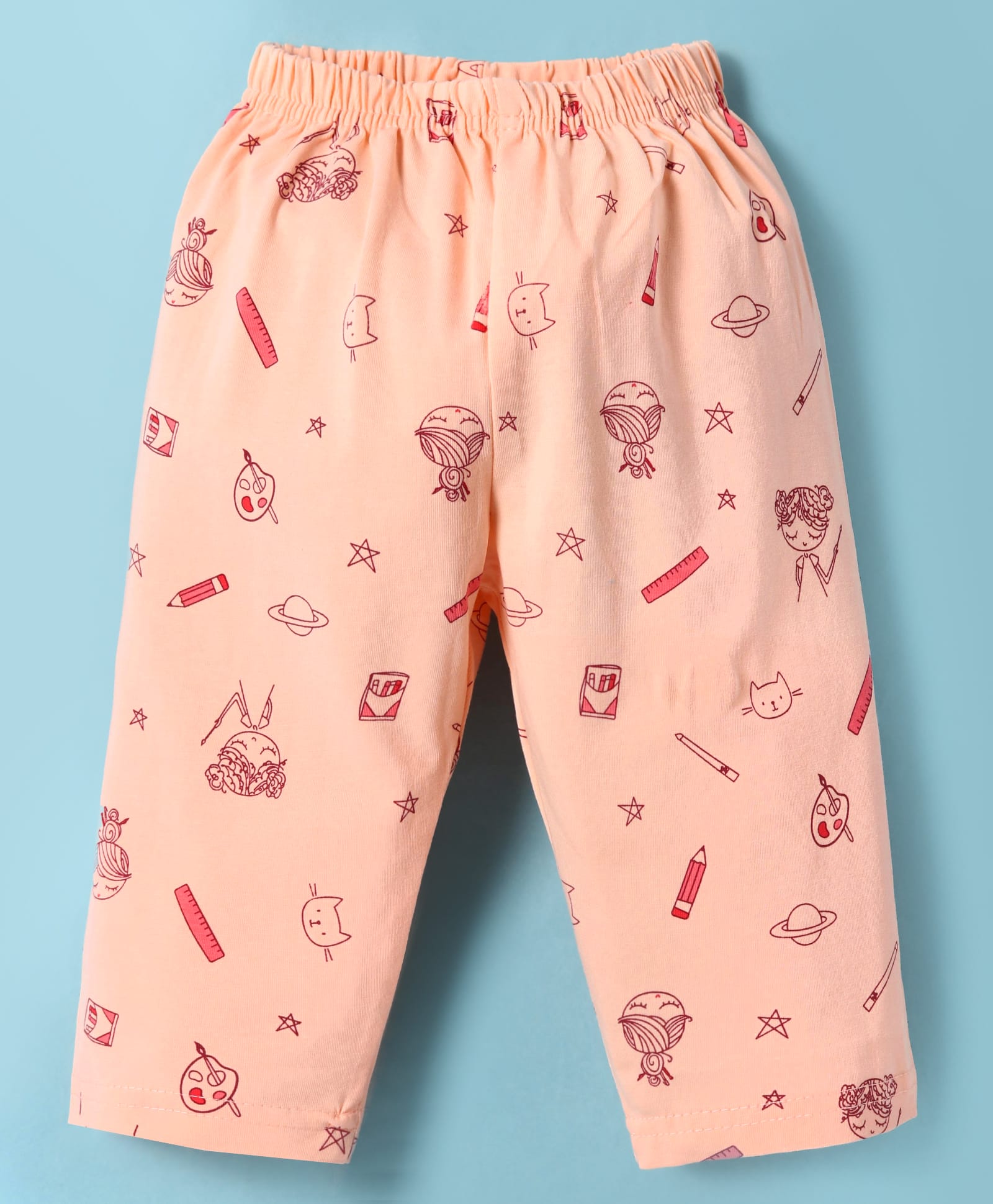 Tango Single Jersey Knit Full Length Lounge Pant with Stationary Print - Peach-picture-15