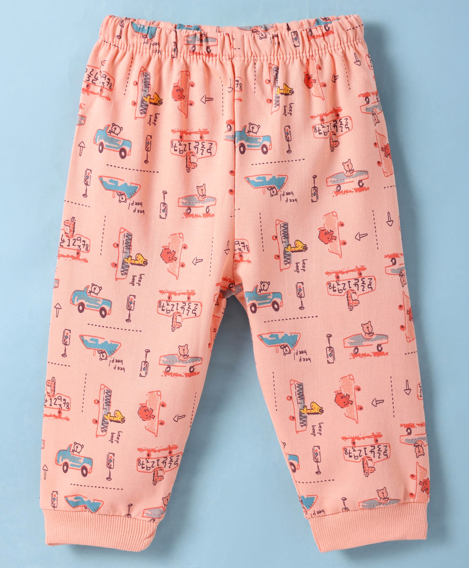 Tango Looper Knit Full Length Lounge Pant with Vehicle Print - Coral-image-48