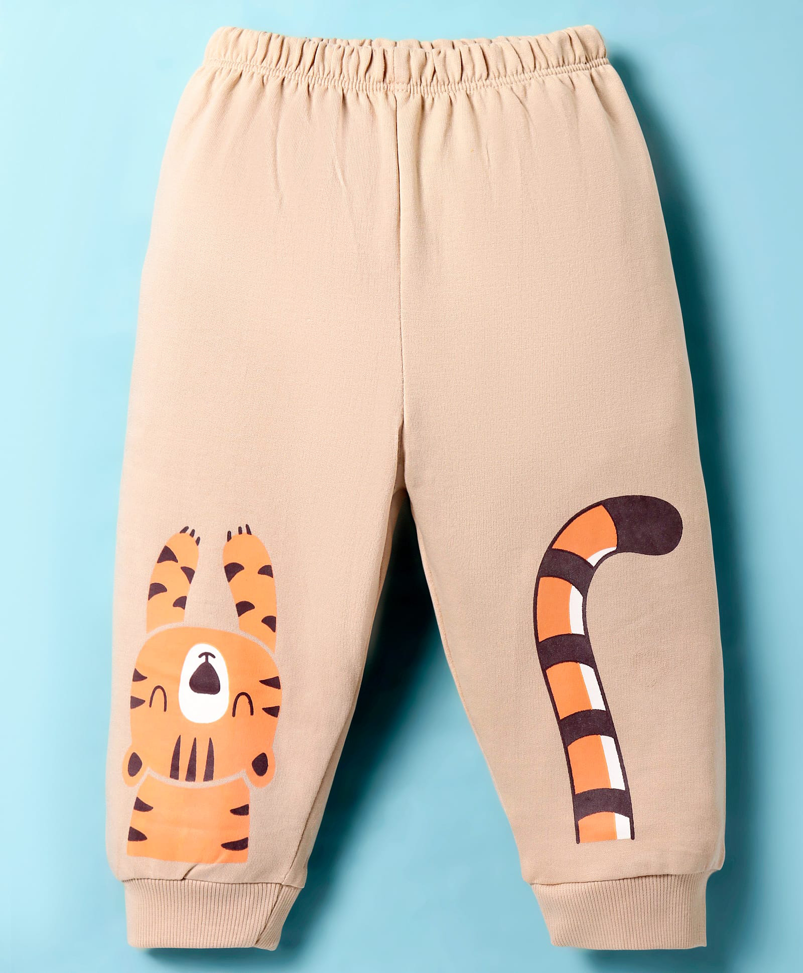 Tango Looper Knit Full Length Lounge Pant with Tiger Print - Tan-image-26