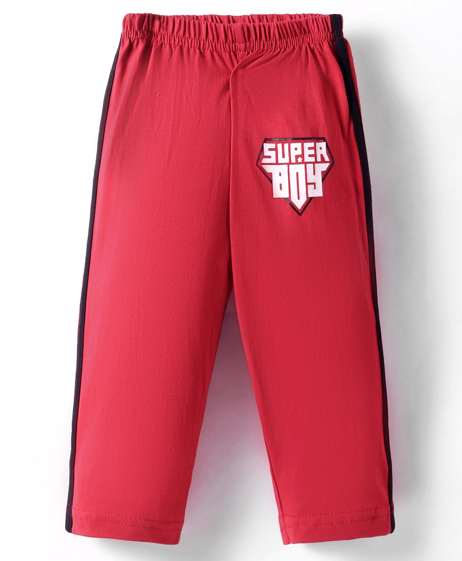 Tango Single Jersey Knit Full Length Lounge Pant with Tape Detailing &Text Print - Red-picture-32