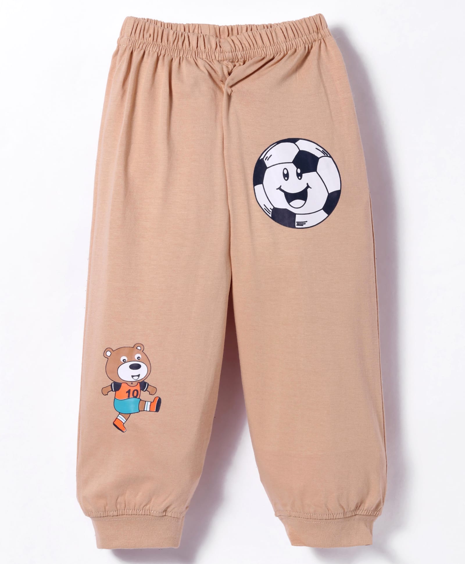 Tango Single Jersey Knit Full Length Bear & Football Printed Lounge Pant - Peach-image-18