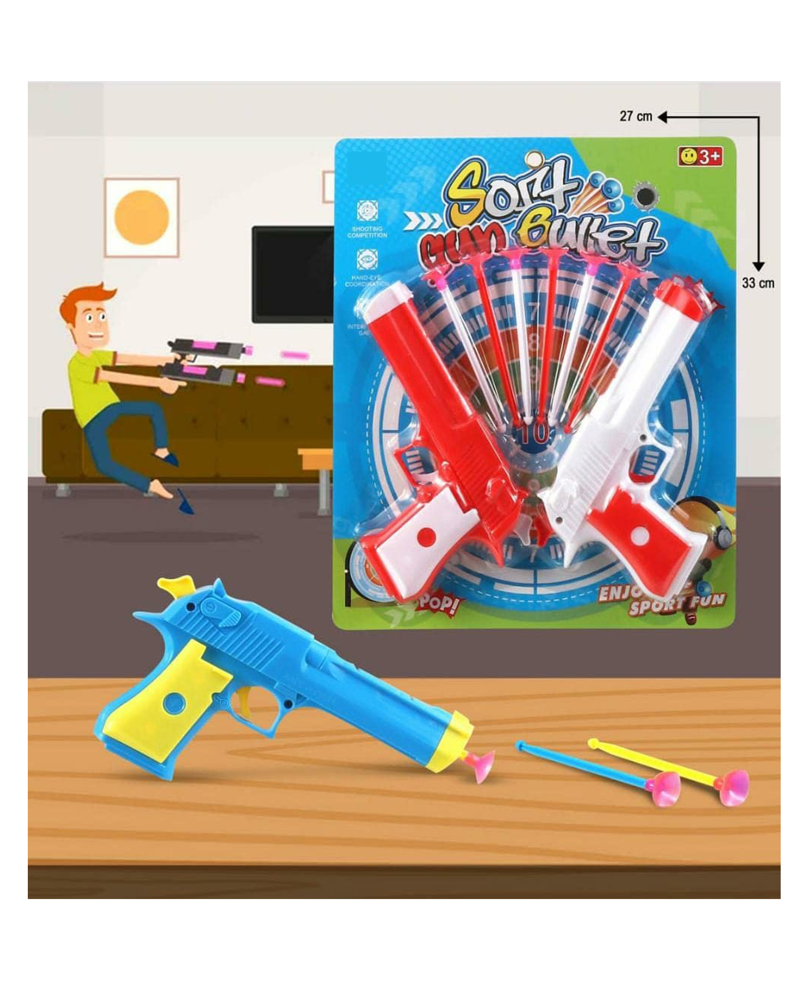 Sanjary shoot force gun toy - blaster gun with darts color design may vary-image-4