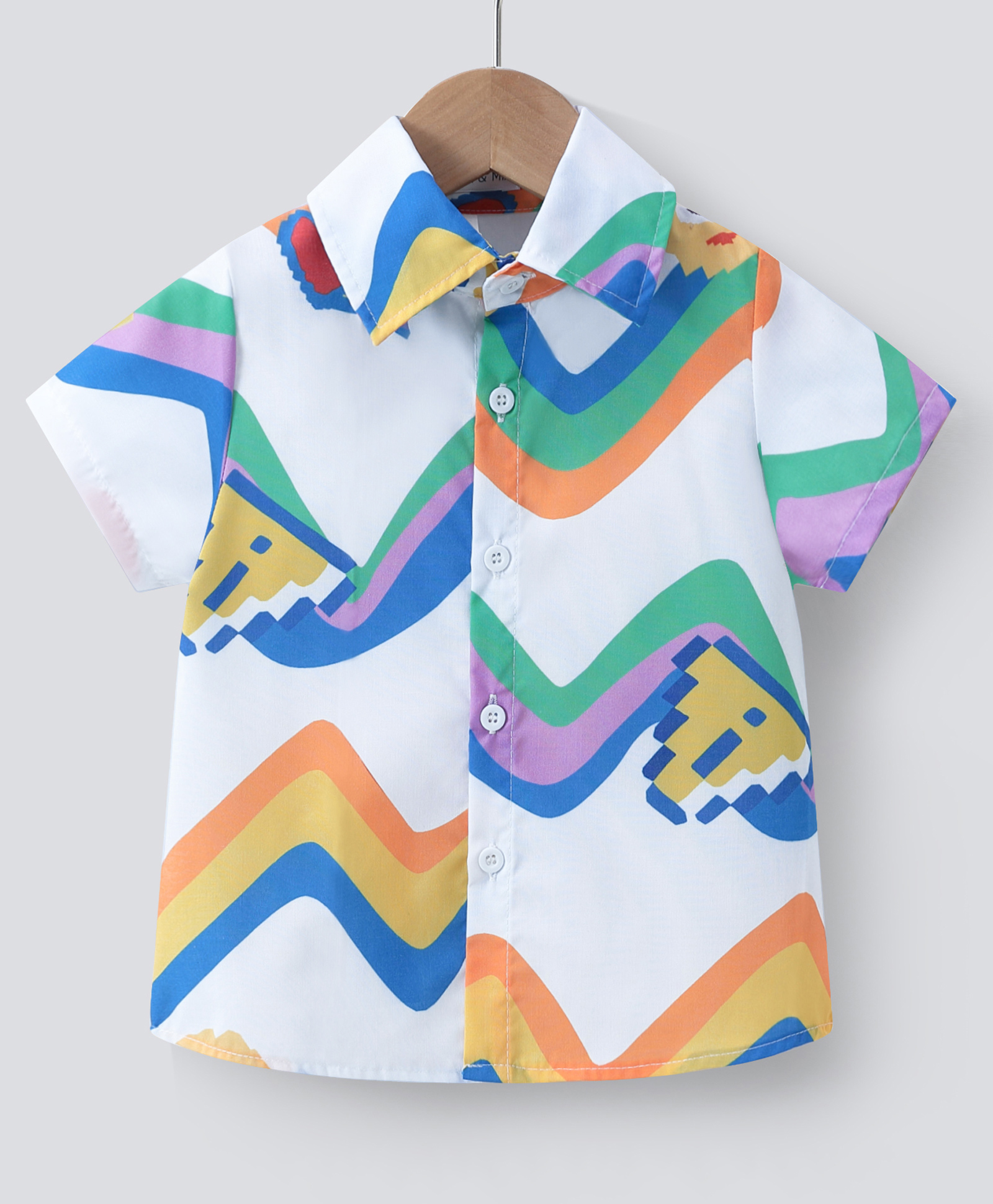 Mark & Mia Poly Blend Half Sleeves Printed Shirt - White-image-43
