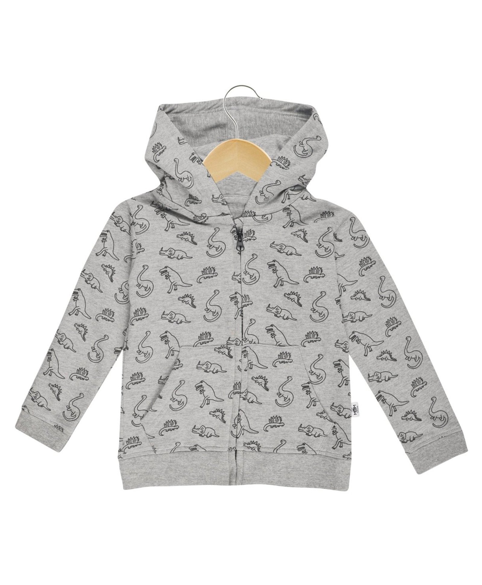 The Mom Store Cotton Full Sleeves Dinosaur Printed Hooded Jacket - Grey-image-38