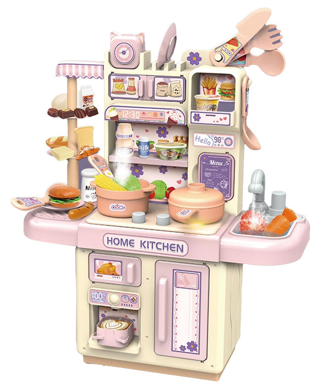 Azhari Dream Kitchen Set Medium with Home Kitchen Accessories with Role Playing Game Food and Cooking Playset for Toddlers, 35 PCSToys for KidsColor May Vary-image-1