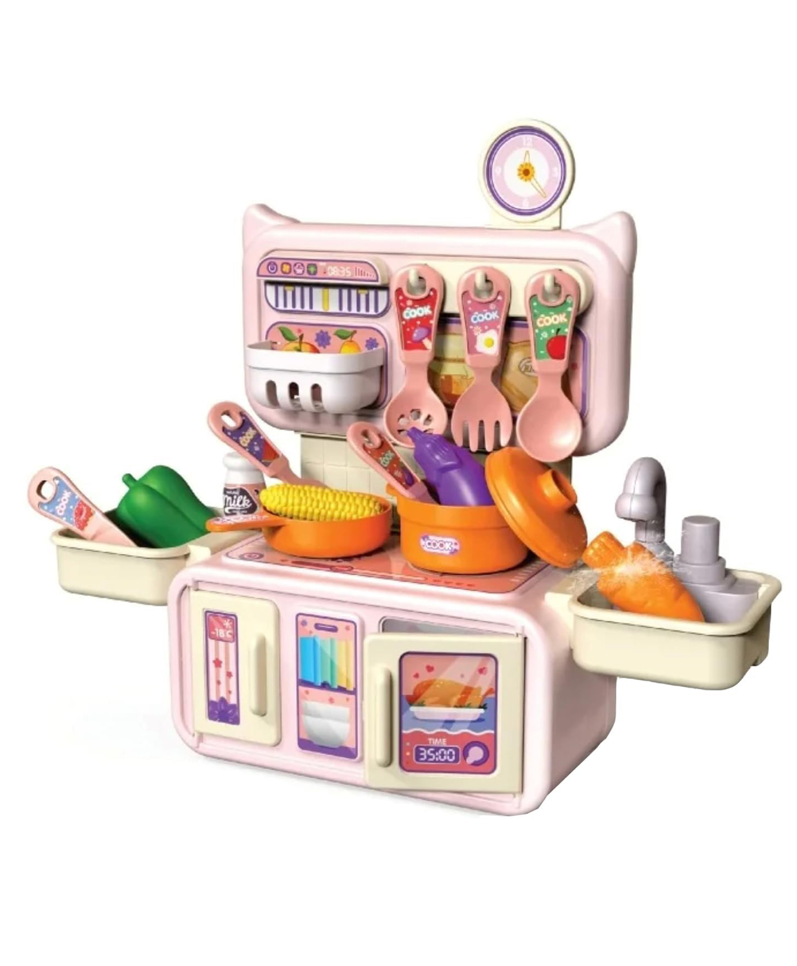 Azhari Dream Kitchen Playset Toy Pretend Play Realistic Cooking Action Modern Kitchen Set - Real Like Working Sink toy kids Color May Vary-image-8