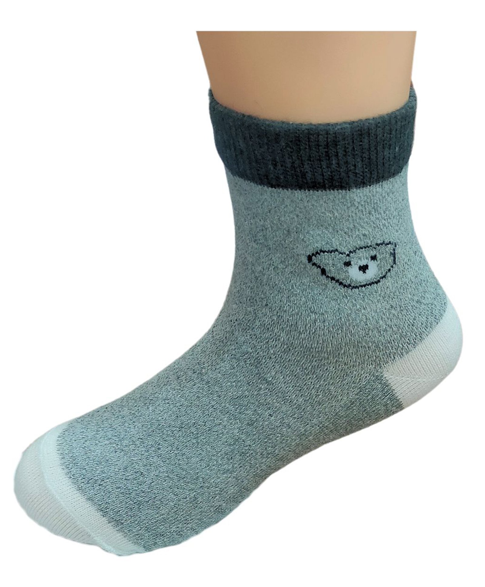 Zikku Cotton Teddy Bear Designed Socks - Grey-image-5
