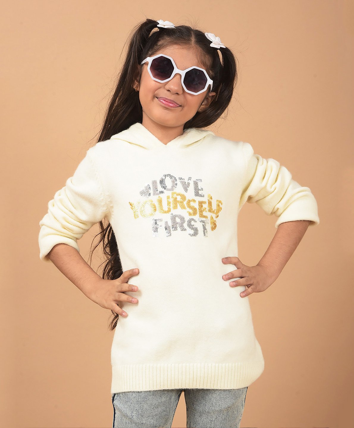 CRIMSOUNE CLUB Full Sleeves Sequin Typography Embellished Sweater - Off White-picture-20