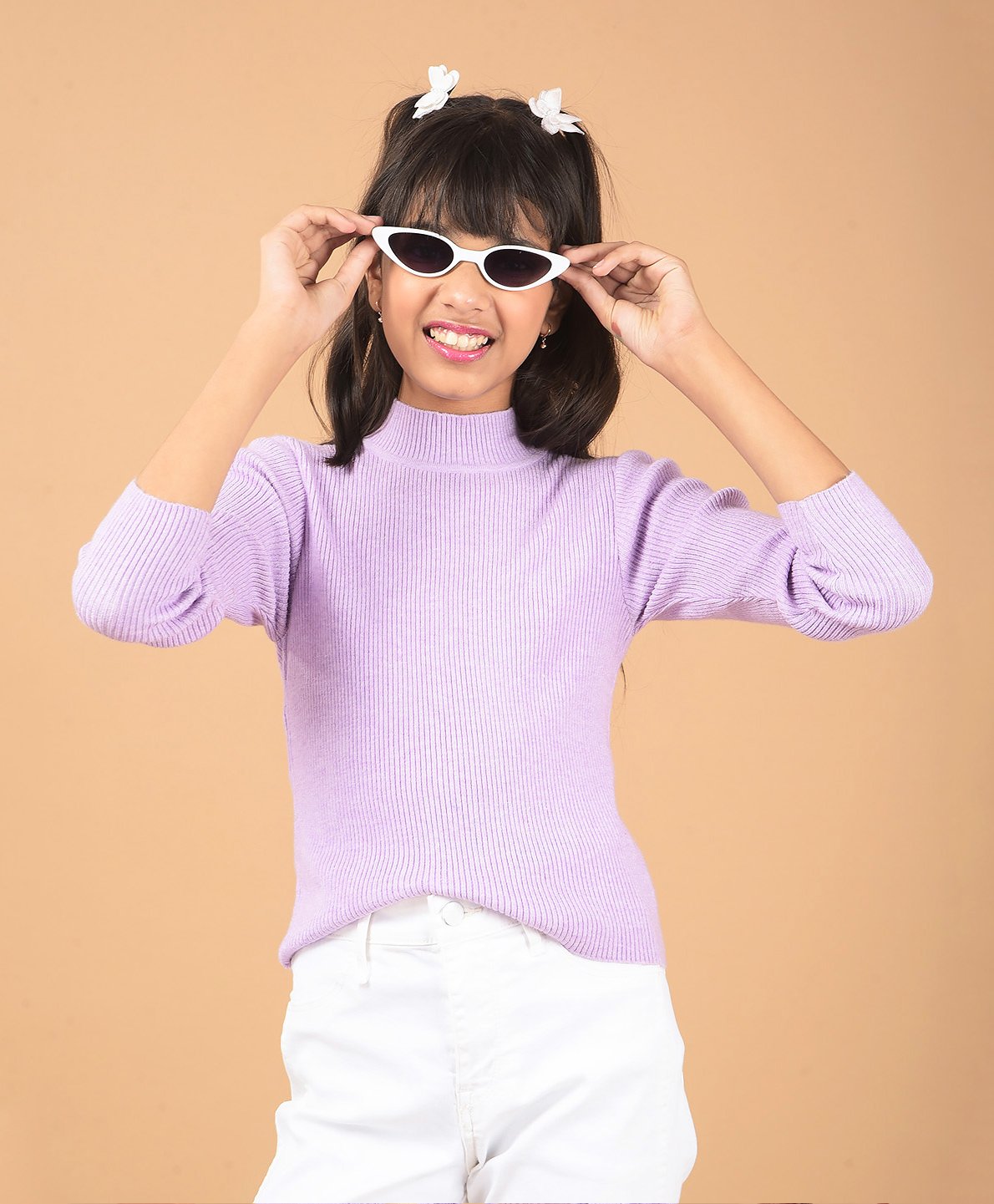 CRIMSOUNE CLUB Three Fourth Sleeves Solid Sweater - Purple-image-45