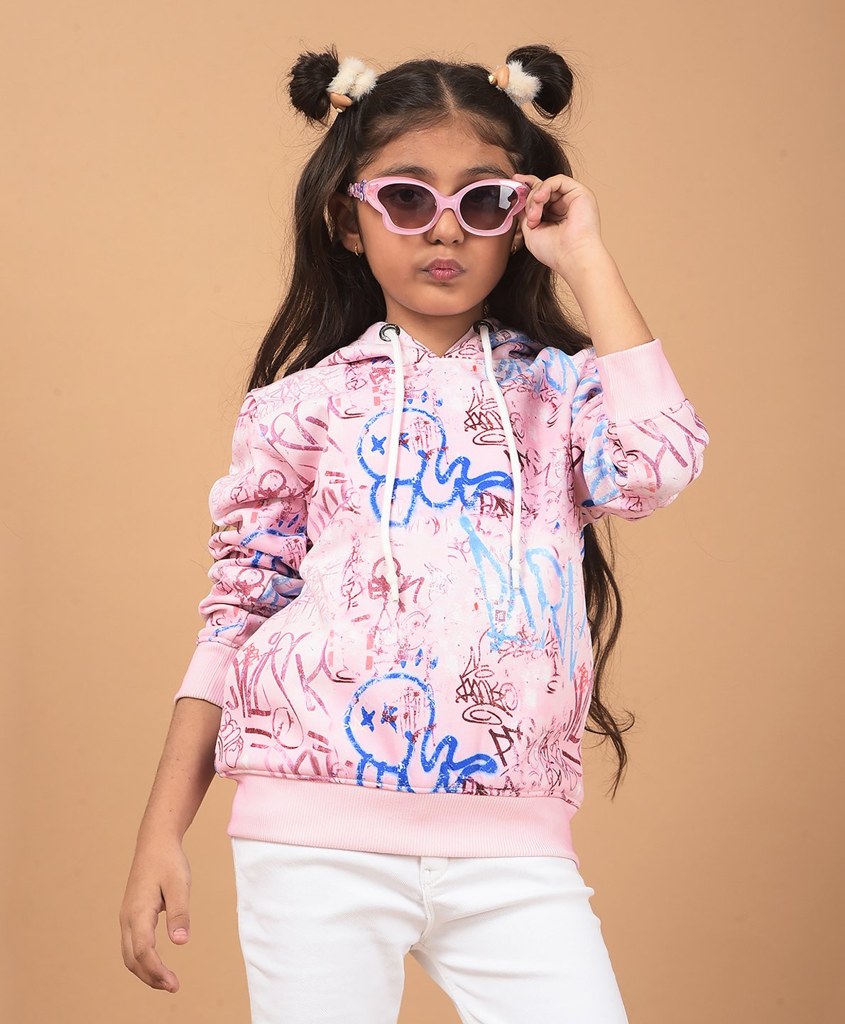 CRIMSOUNE CLUB Full Sleeves Graphiti Printed Hooded Sweatshirt - Pink-picture-24