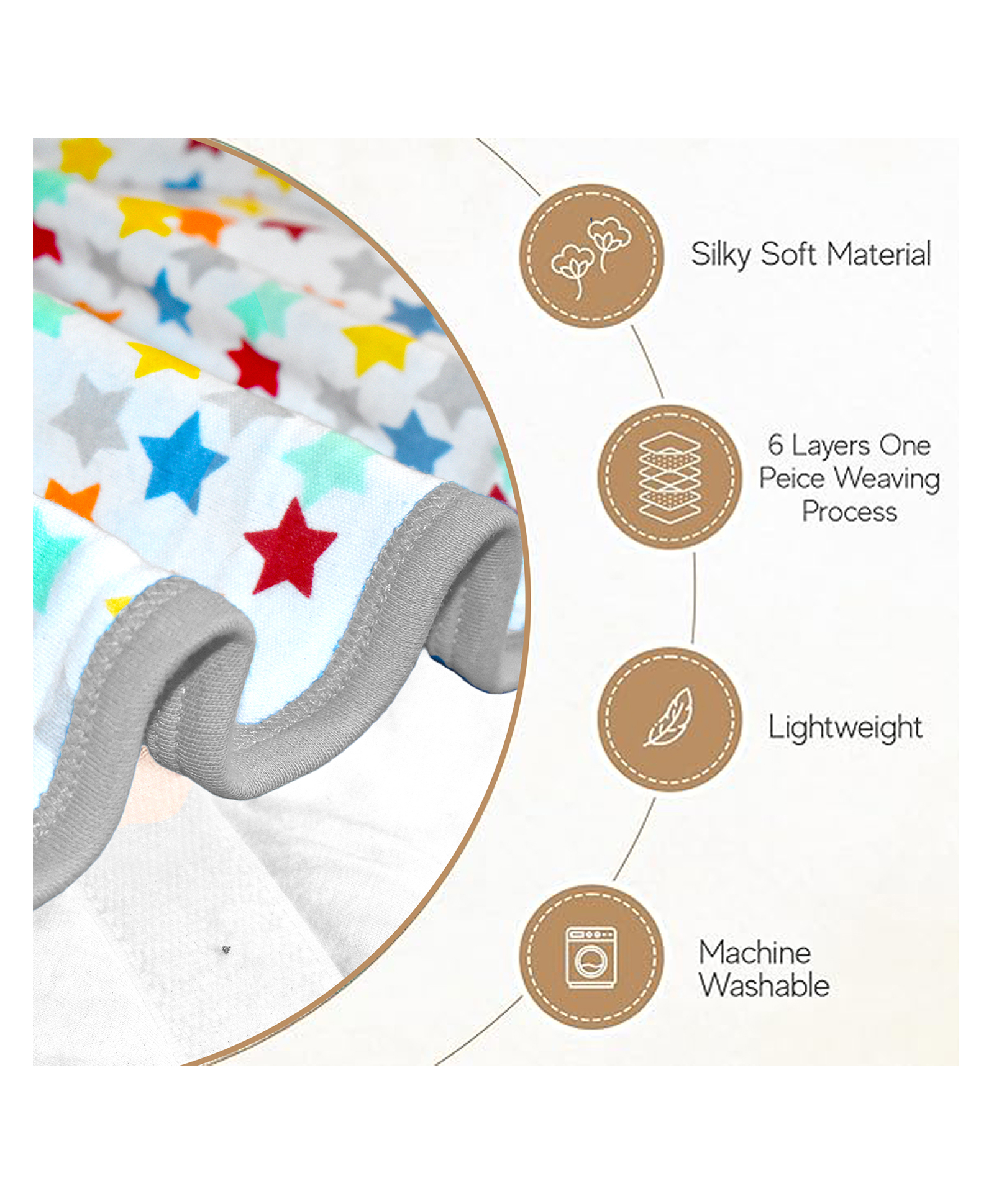 VParents cotton New Born Baby Hooded Wrapper Blanket, single layer 0-12 Months pack of 2 combo -Assorted design deo-picture-33