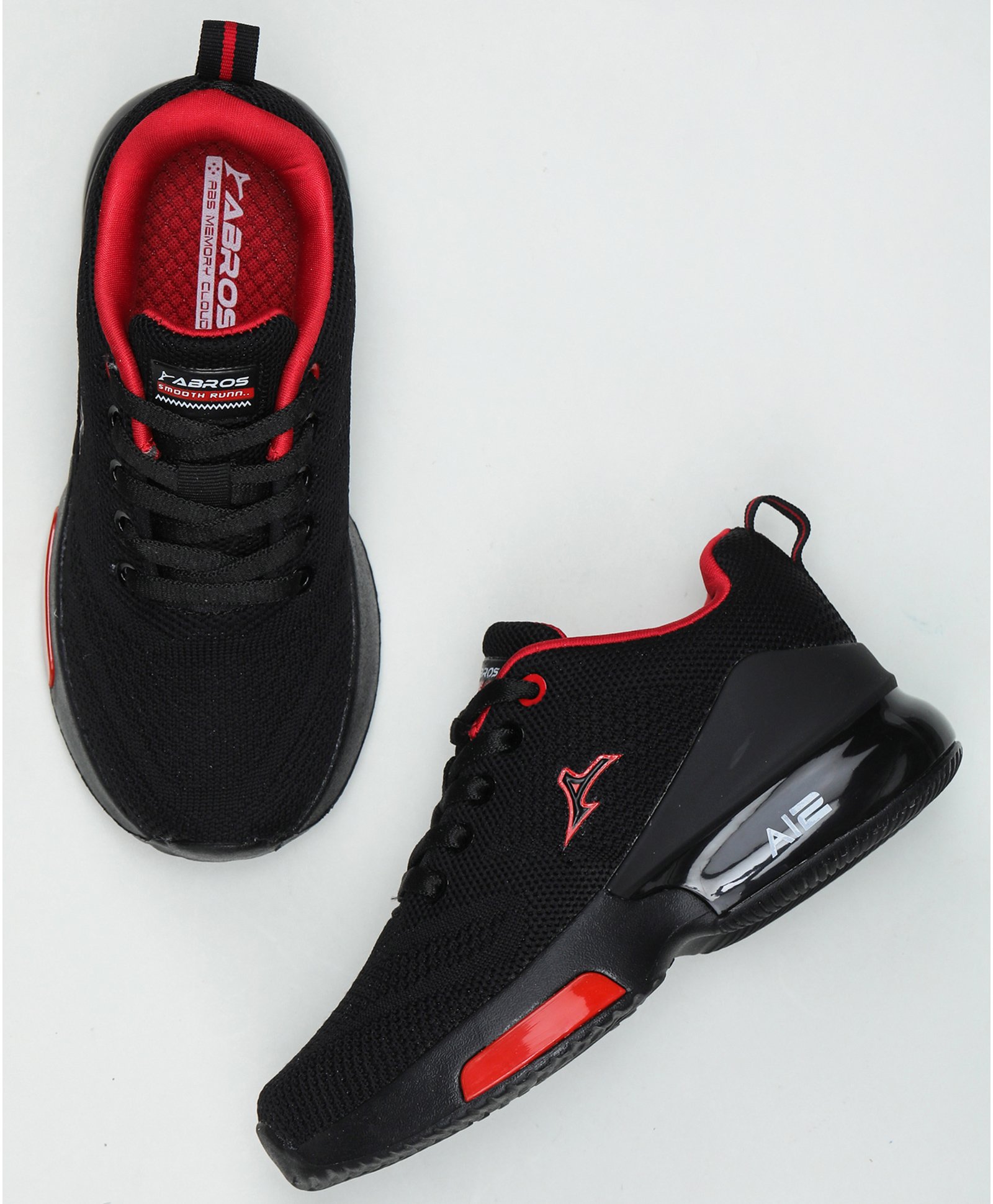 ABROS Mesh Detailed Colour Blocked Shoes - Black & Red-image-36